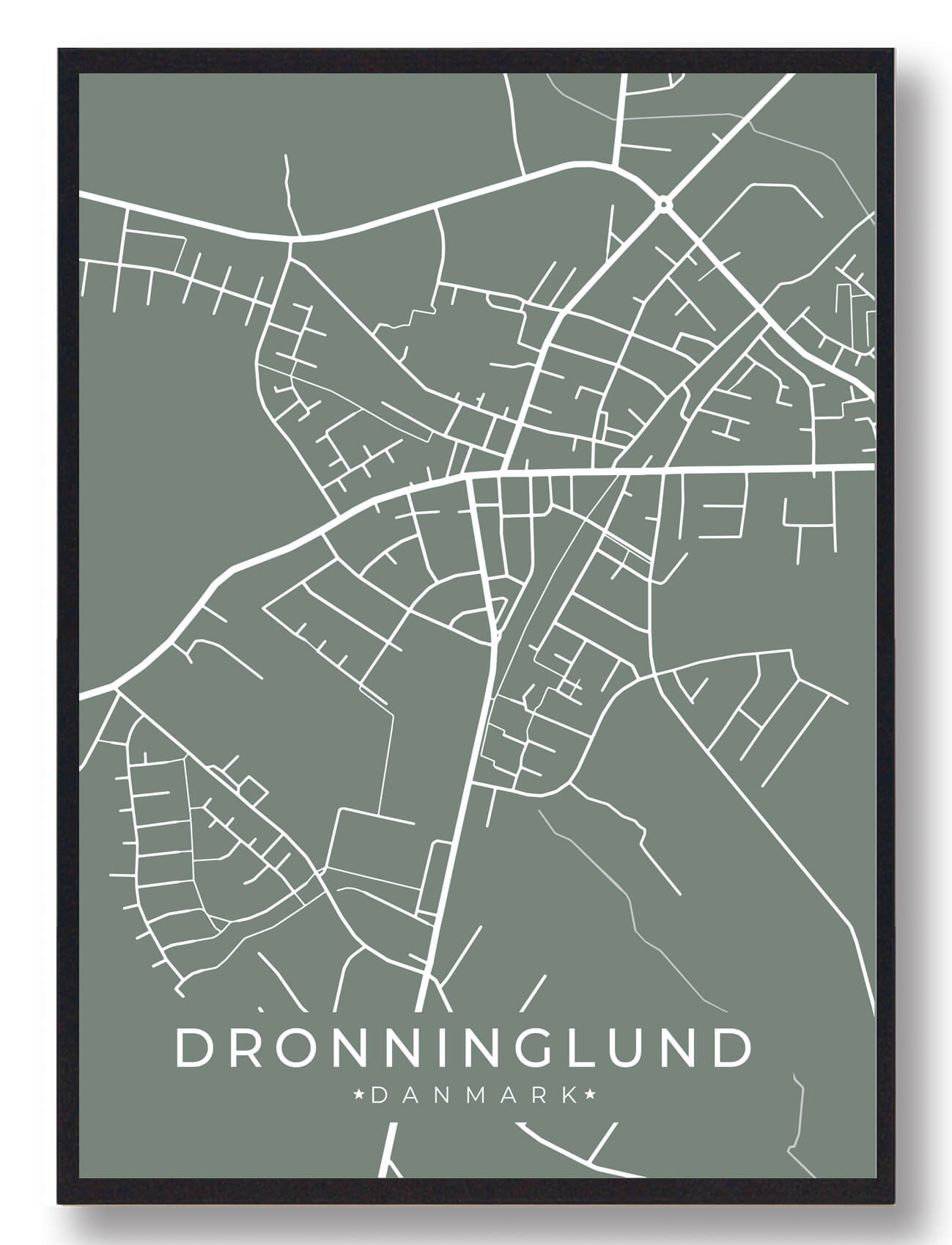 Dronninglund Byplakat Grøn  Størrelse:   15x21cm  A5