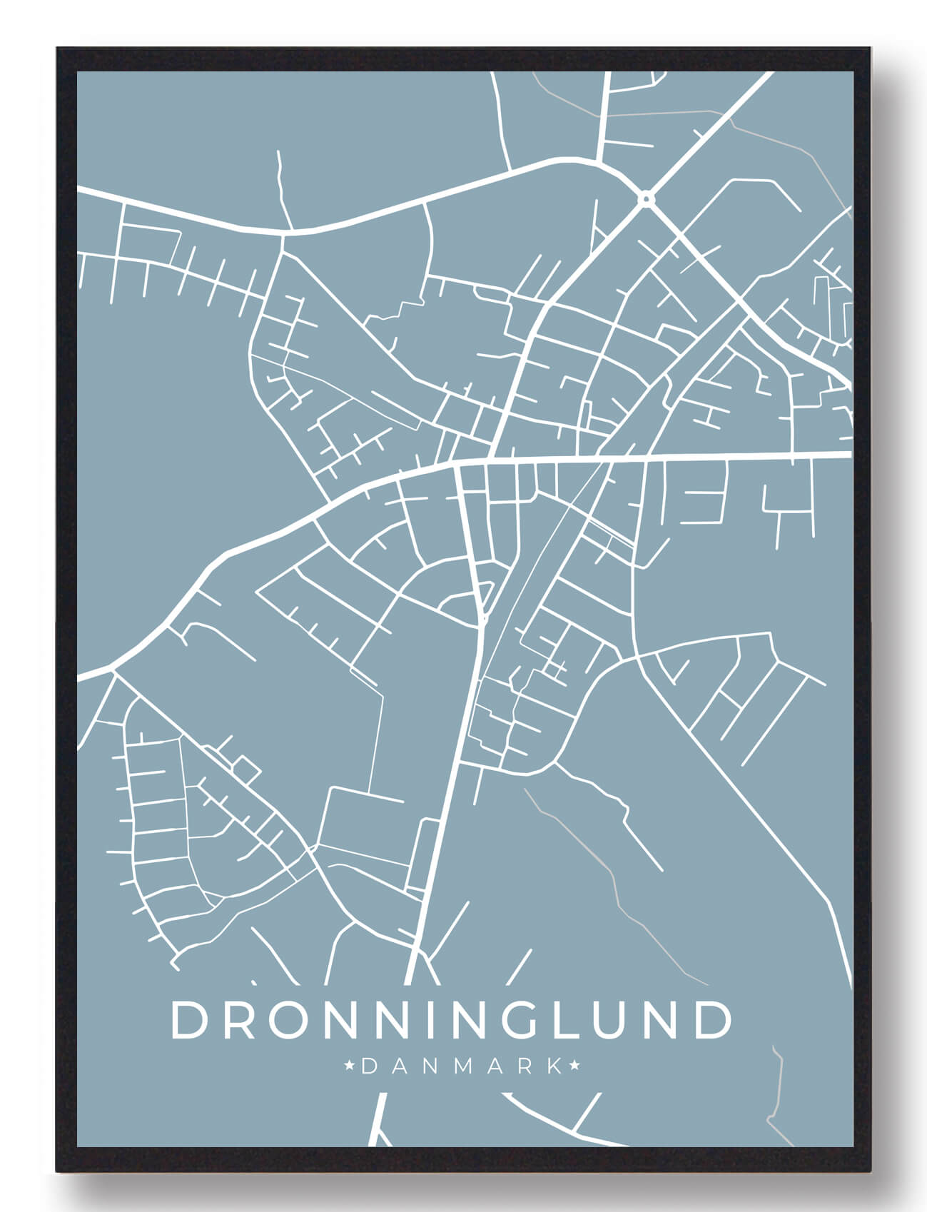 Dronninglund Byplakat Lyseblå  Størrelse:   15x21cm  A5