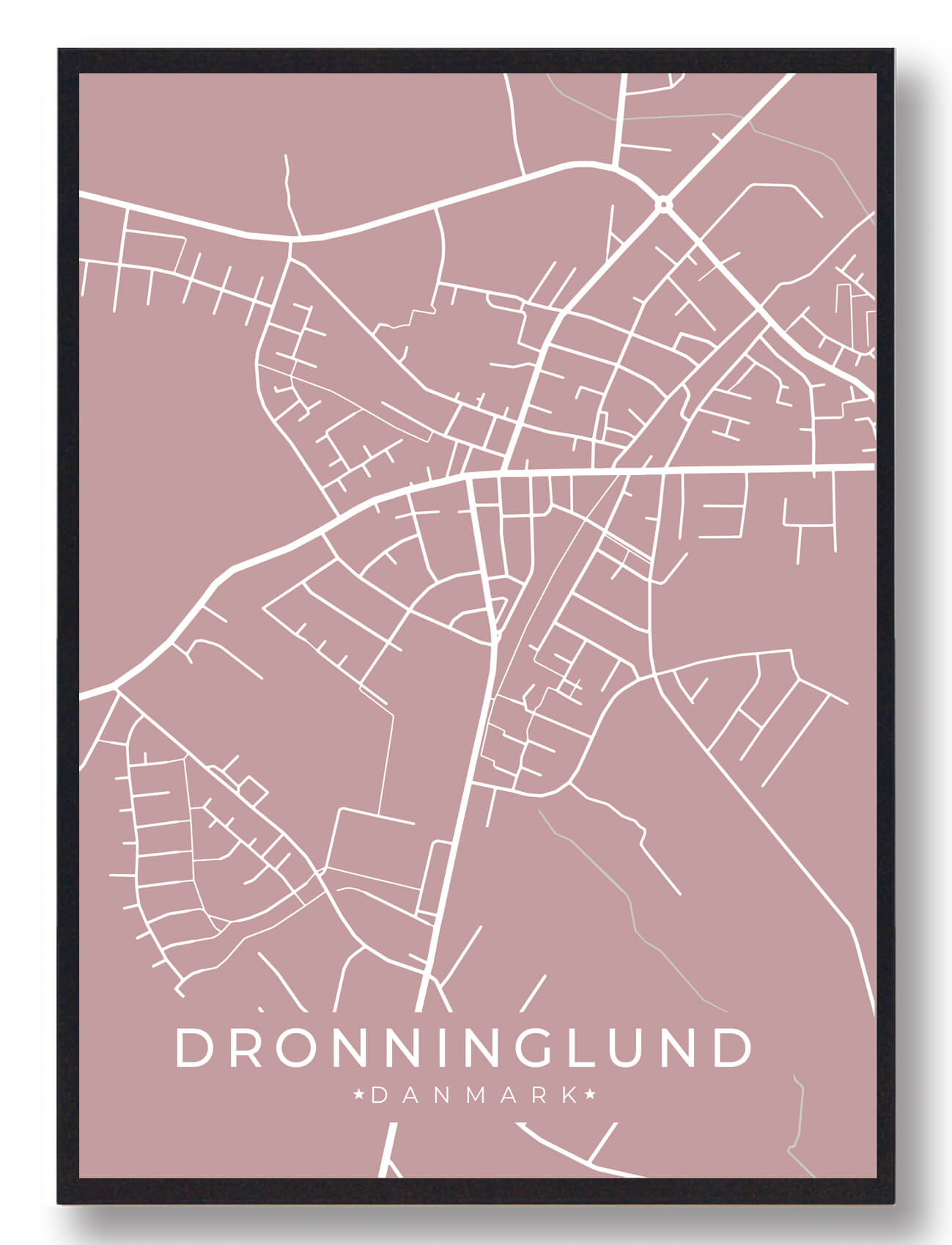 Dronninglund Byplakat Rosa  Størrelse:   15x21cm  A5
