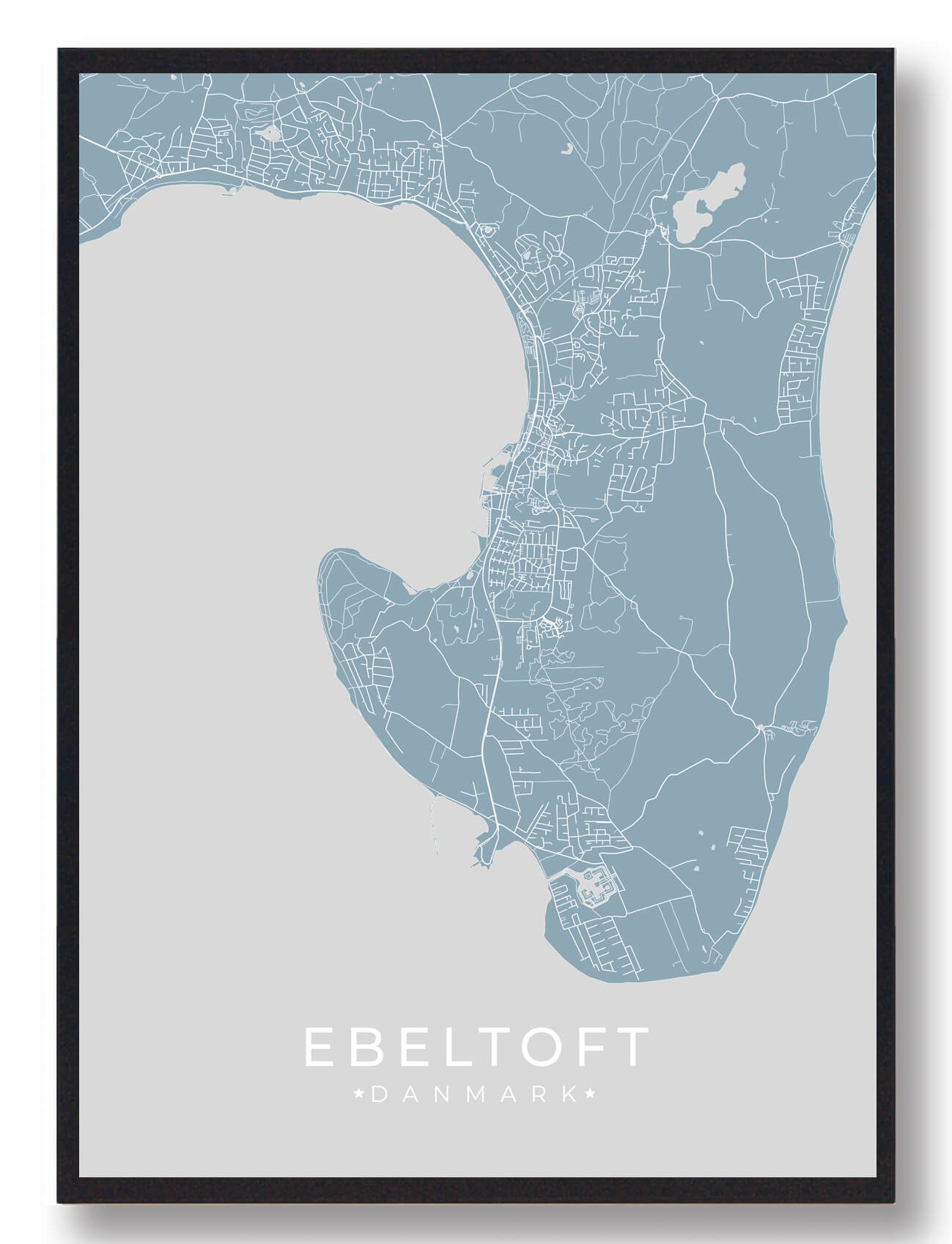 Ebeltoft Plakat Lyseblå  Størrelse:   15x21cm  A5