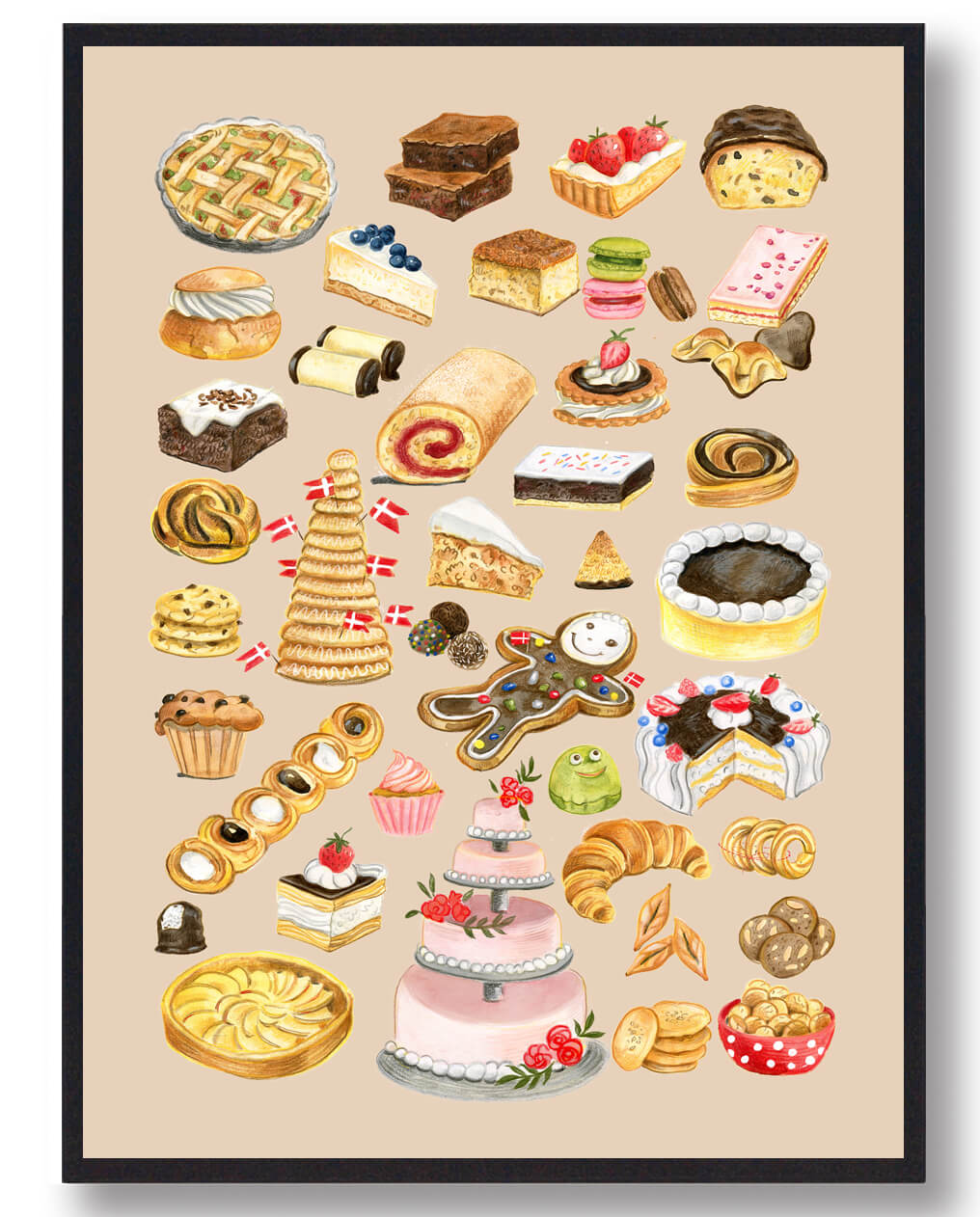 Verden   Kager  Kage Plakat  Størrelse:   15x21cm  A5