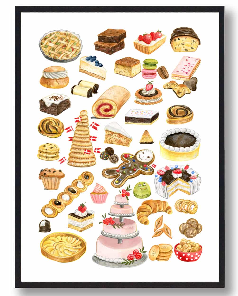 Verden   Kager  Kageplakat  Hvid   Størrelse:   15x21cm  A5