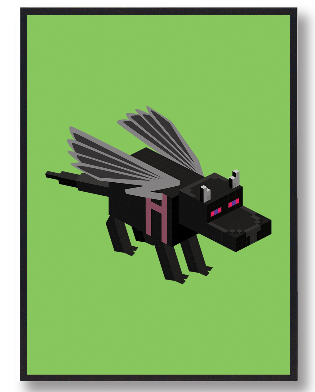Ender Dragon Grøn Minecraft Gamerplakater  Størrelse:   21x29 7cm  A4