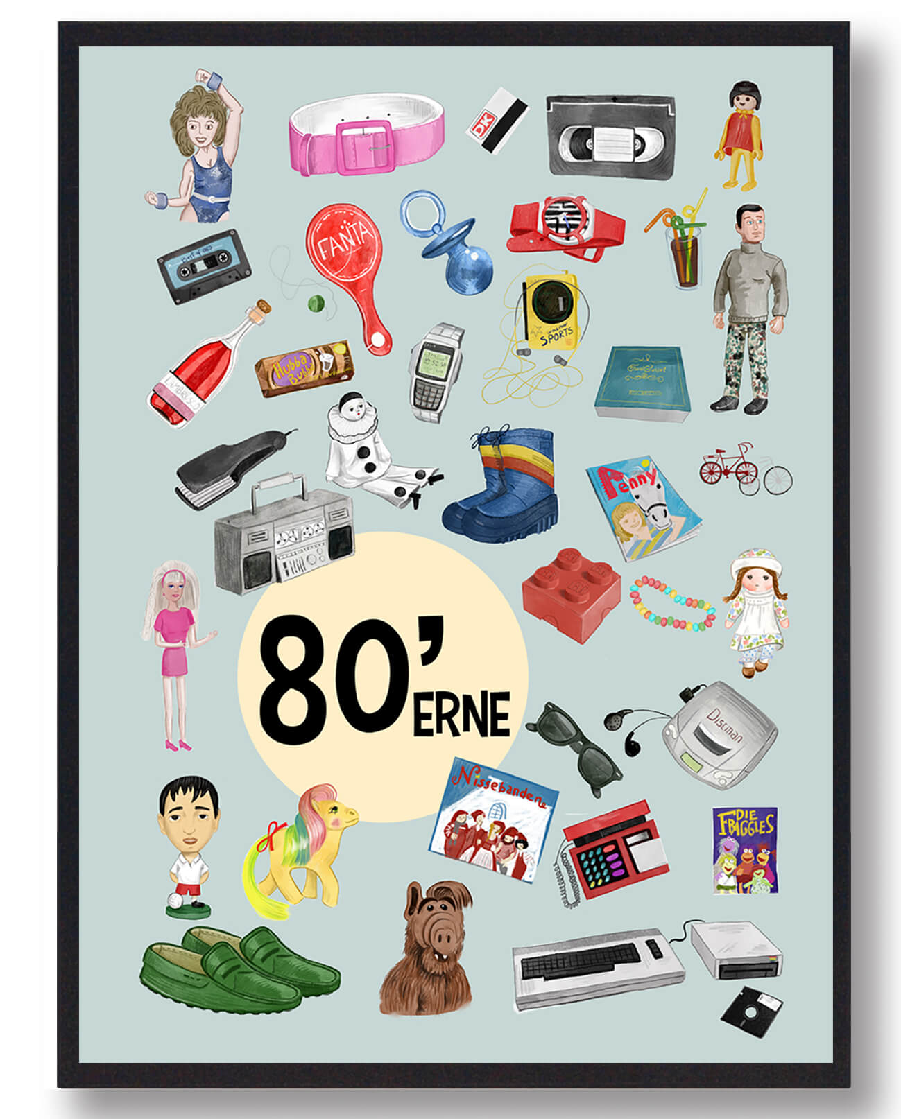 80 Erne Plakat Blå  Størrelse:   15x21cm  A5