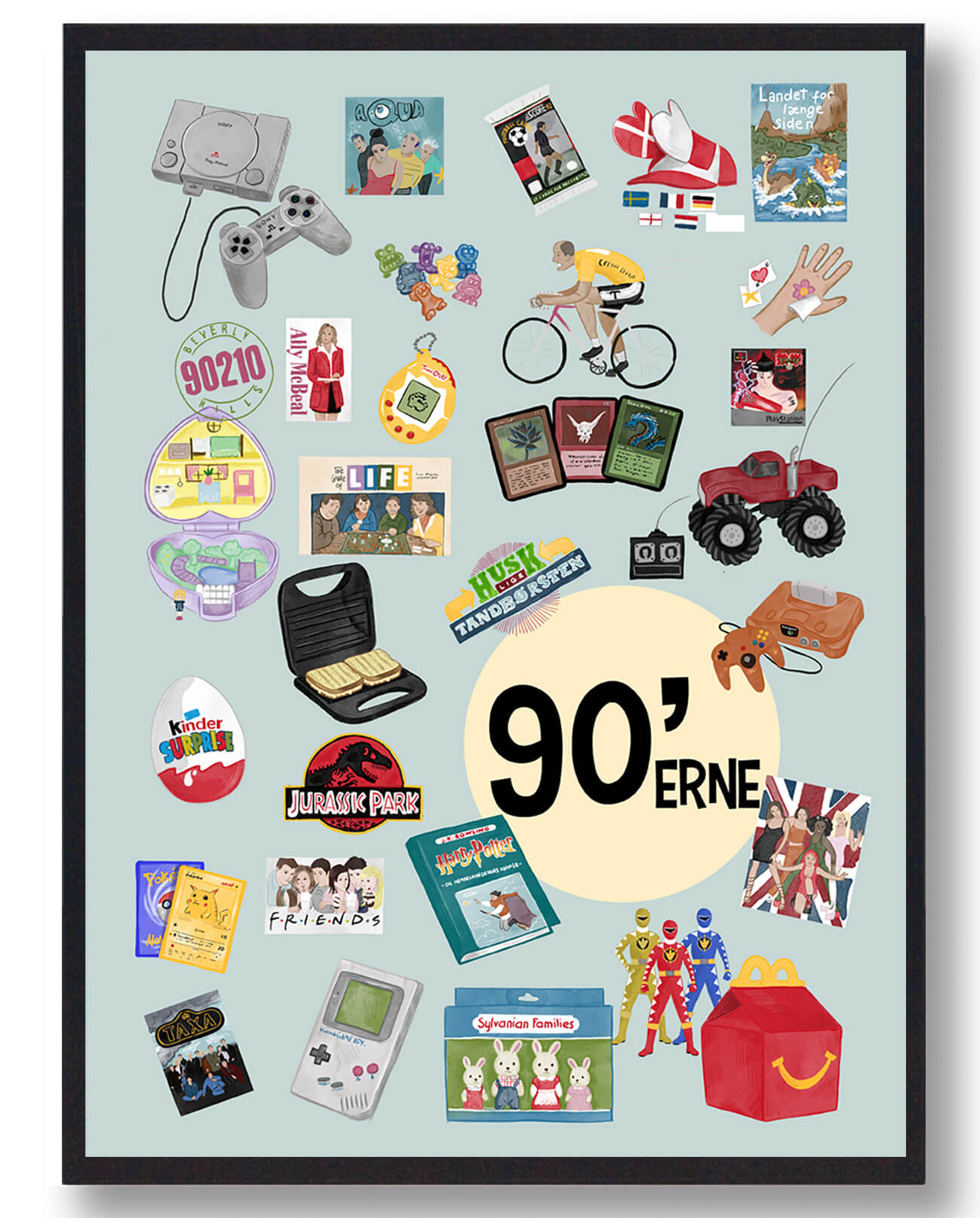 90 Erne Plakat Blå  Størrelse:   15x21cm  A5