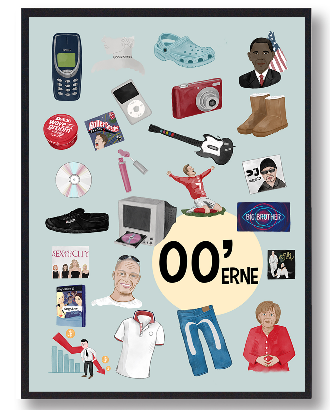00 Erne Plakat Blå  Størrelse:   15x21cm  A5