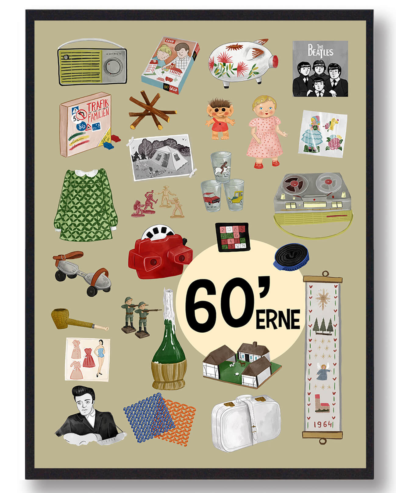 60 Erne Plakat Grøngul  Størrelse:   15x21cm  A5