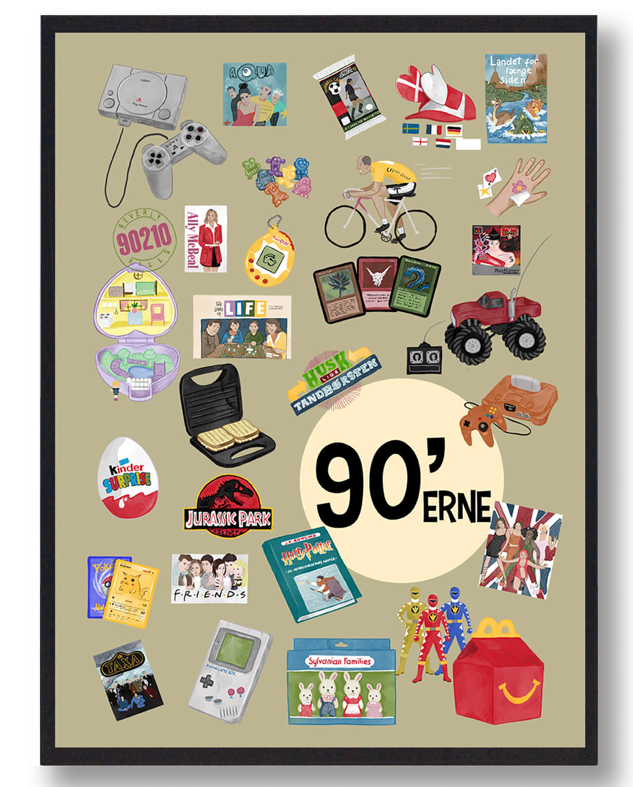 90 Erne Plakat Grøngul  Størrelse:   15x21cm  A5