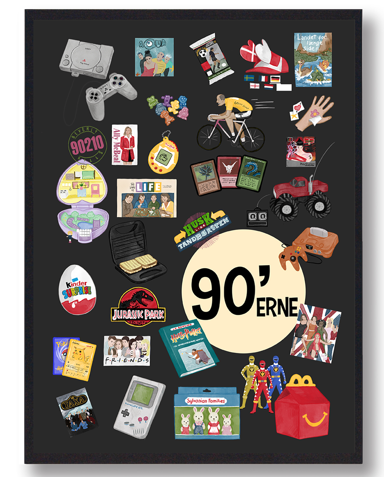 90 Erne Plakat Sort  Størrelse:   15x21cm  A5