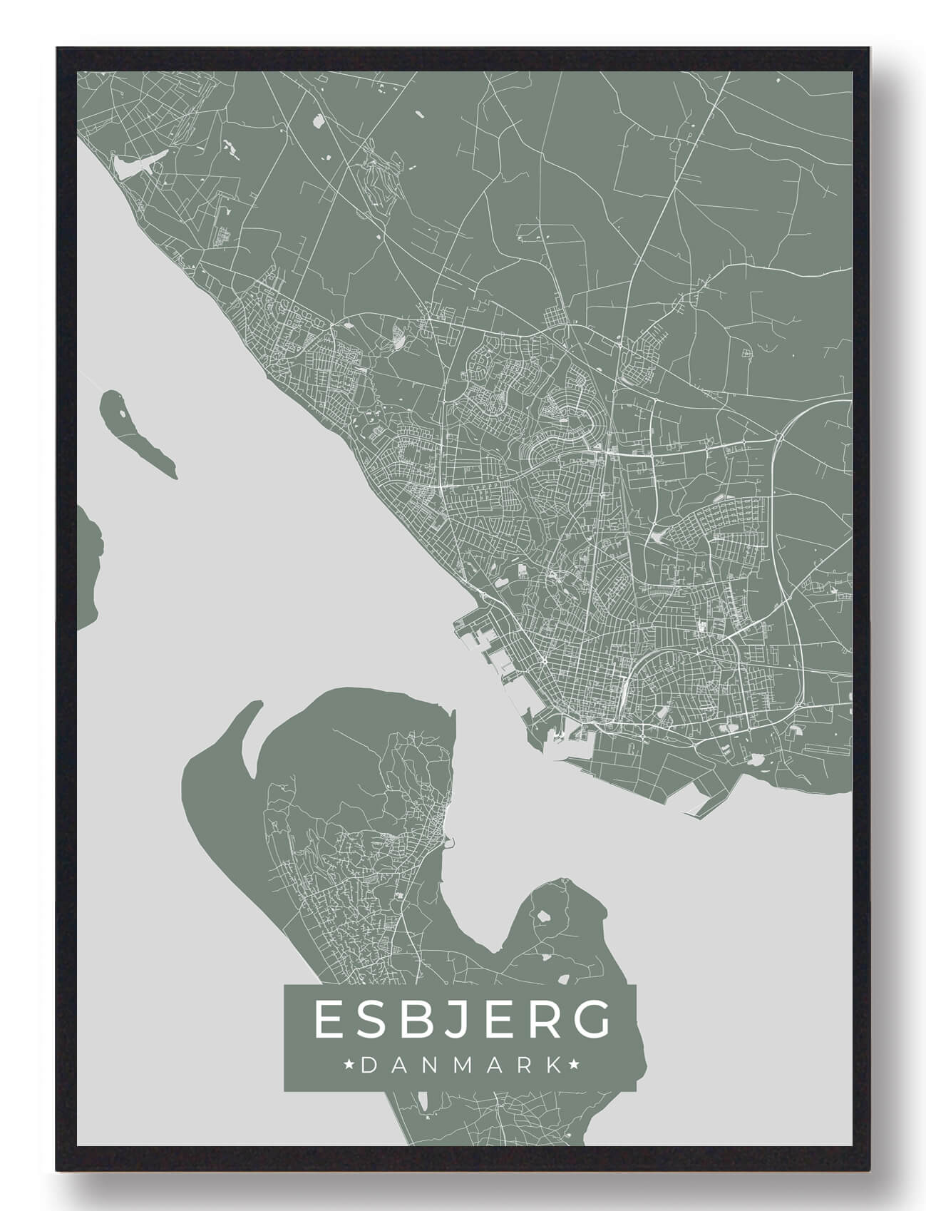 Esbjerg Plakat Grøn  Størrelse:   15x21cm  A5