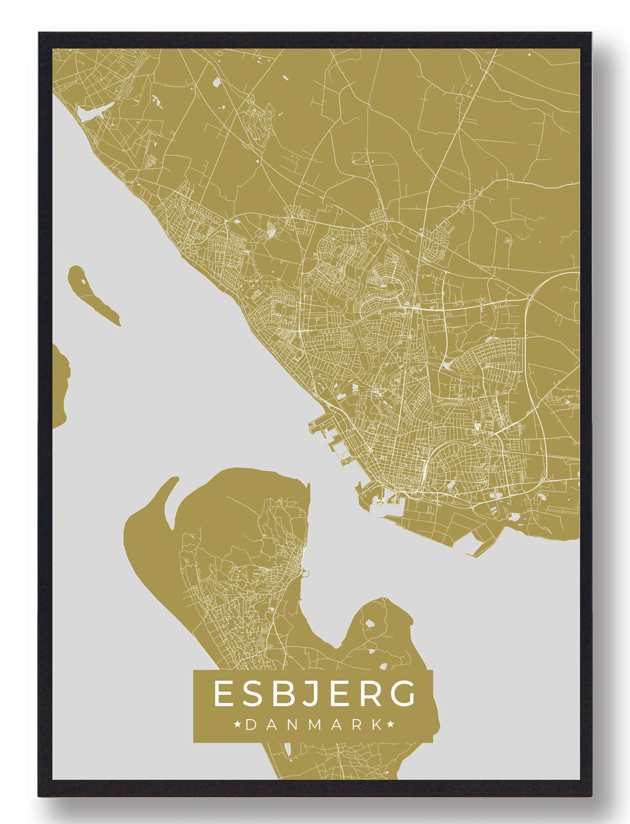 Esbjerg Plakat Gul  Størrelse:   15x21cm  A5