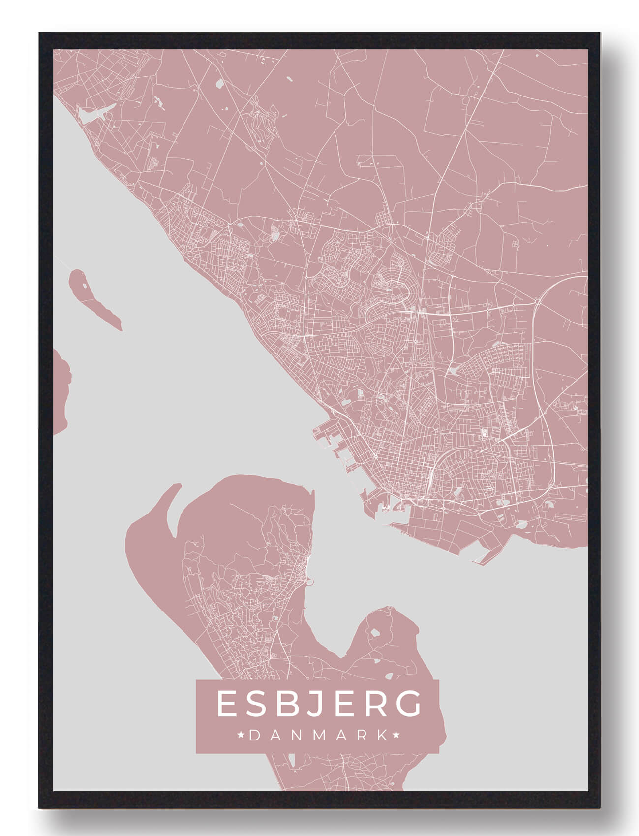 Esbjerg Plakat Lyserød  Størrelse:   15x21cm  A5