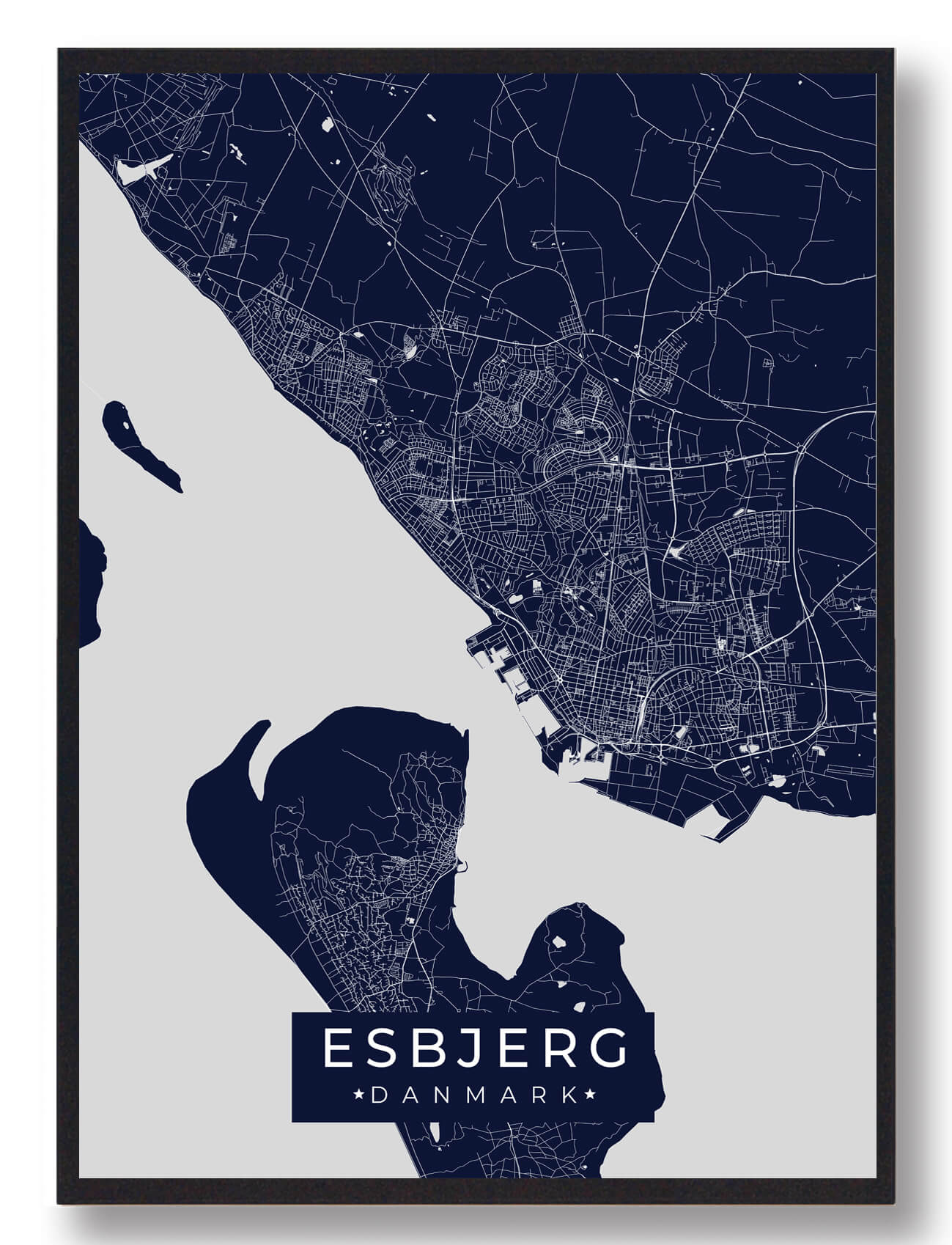 Esbjerg Plakat Mørkeblå  Størrelse:   15x21cm  A5