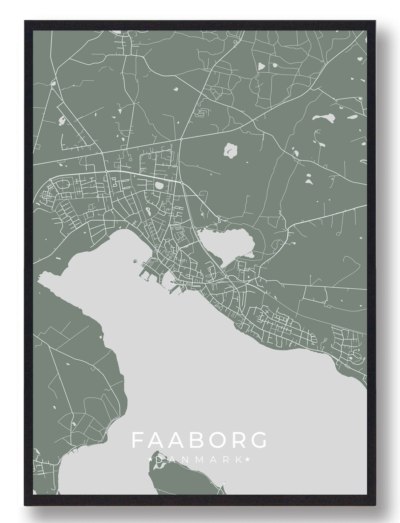Faaborg Plakat Grøn  Størrelse:   15x21cm  A5