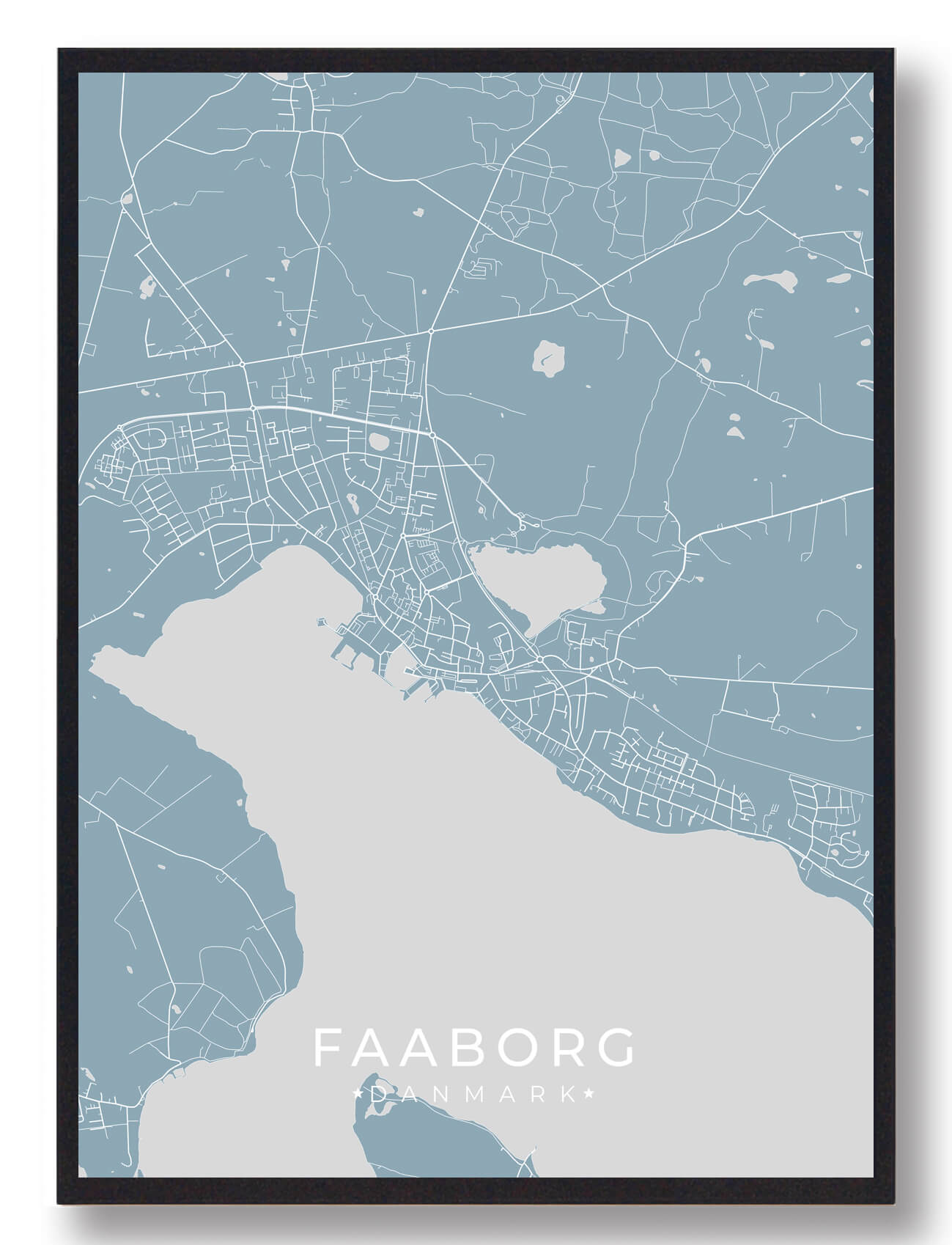 Faaborg Plakat Lyseblå  Størrelse:   15x21cm  A5