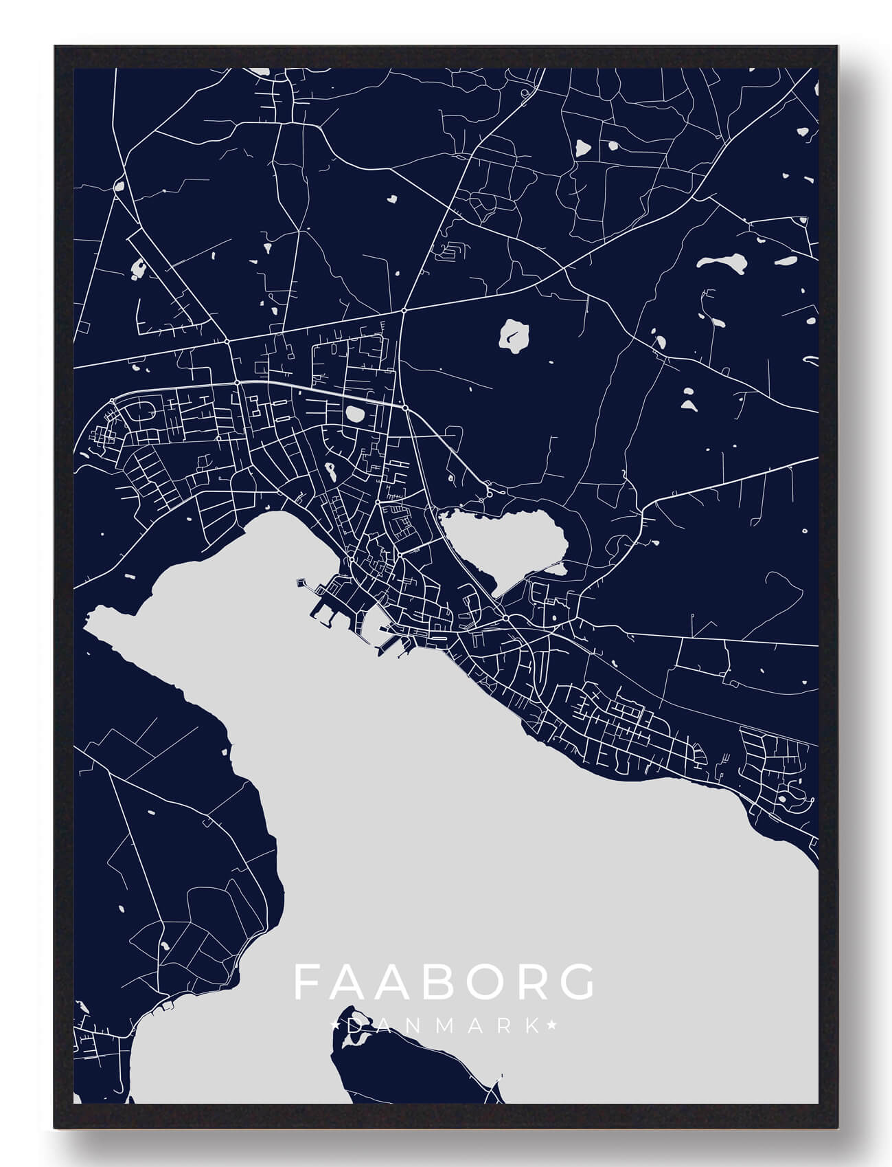 Faaborg Plakat Mørkeblå  Størrelse:   15x21cm  A5