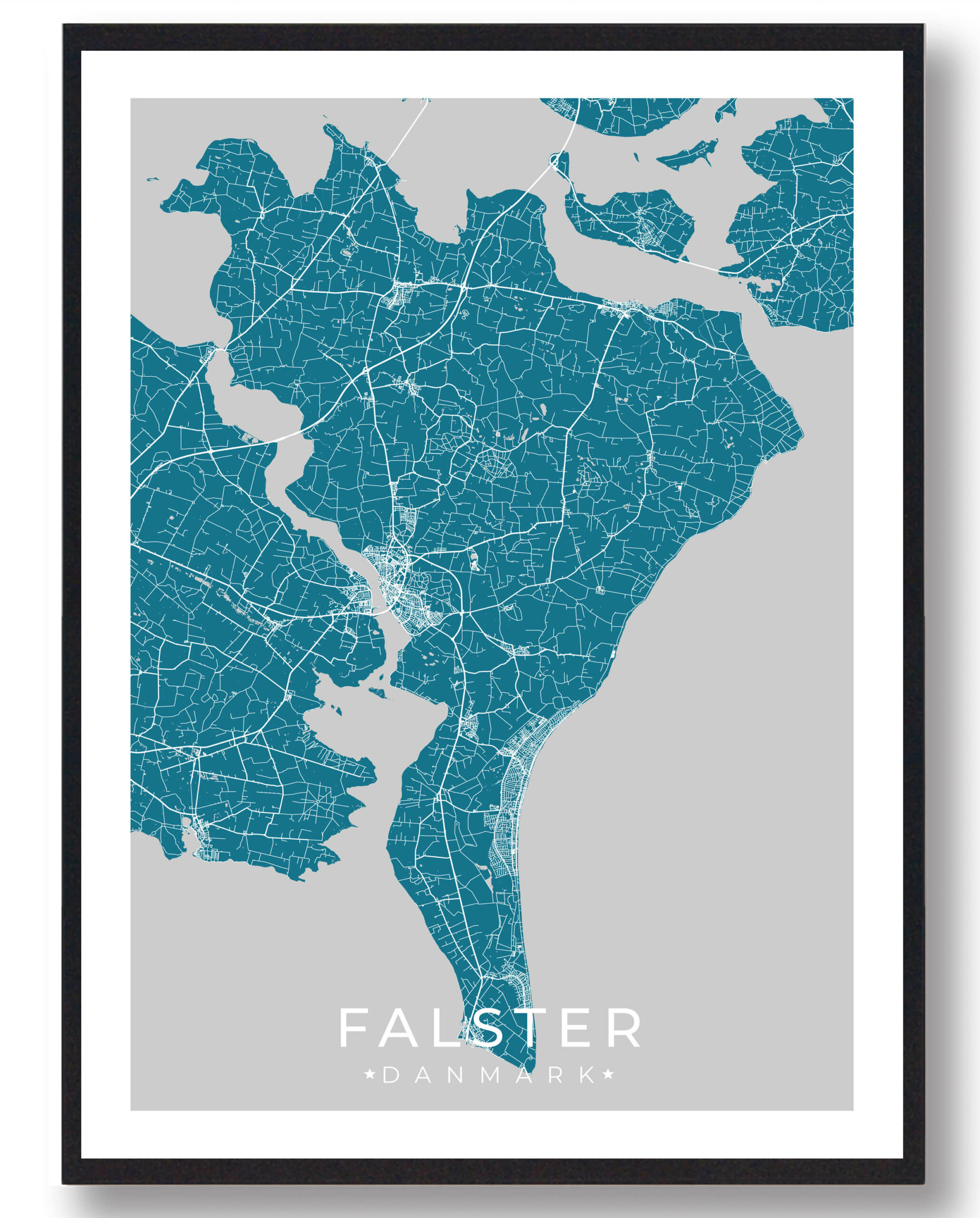 Falster Plakat Blå  Størrelse:   15x21cm  A5