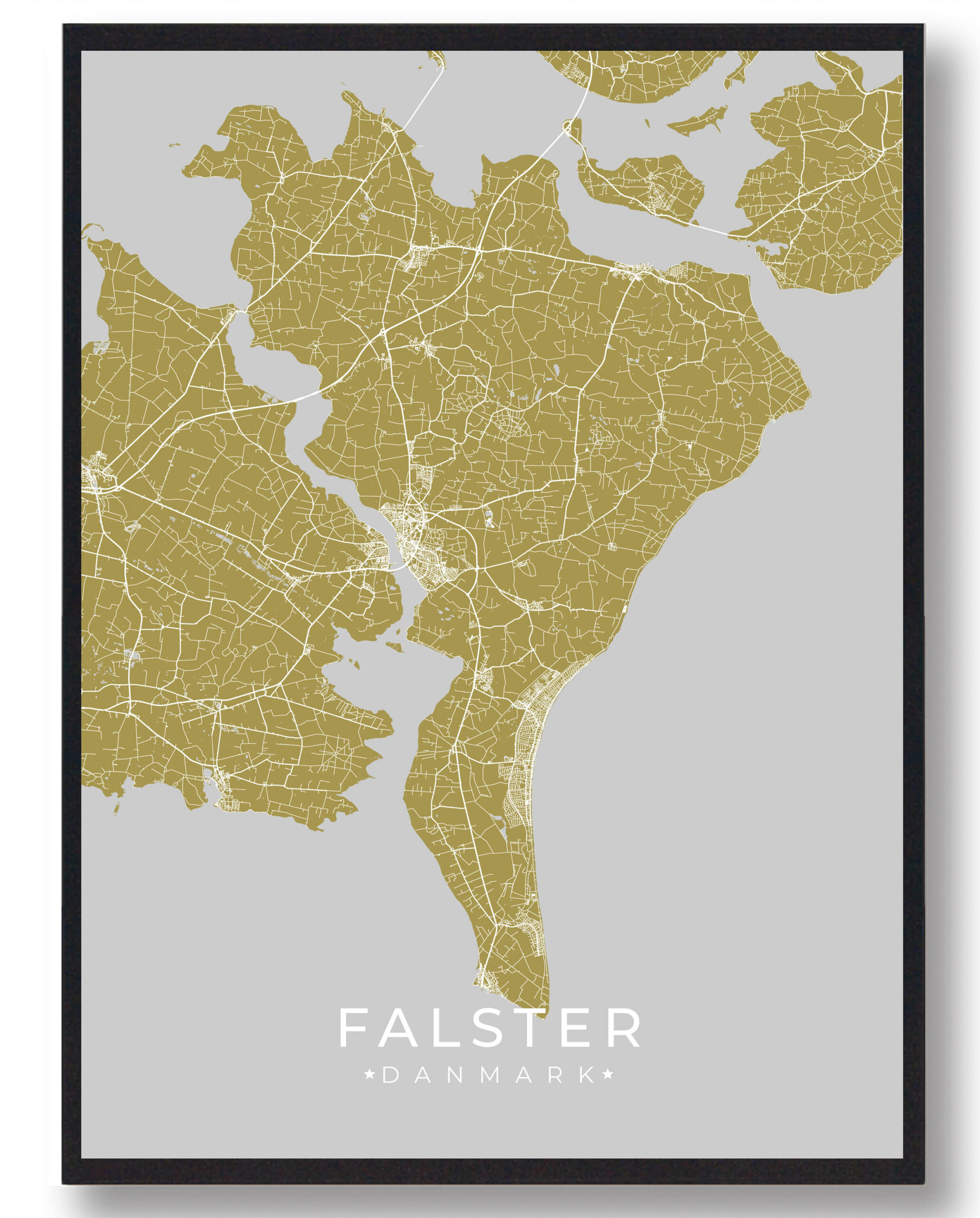 Falster Plakat Gul  Størrelse:   15x21cm  A5