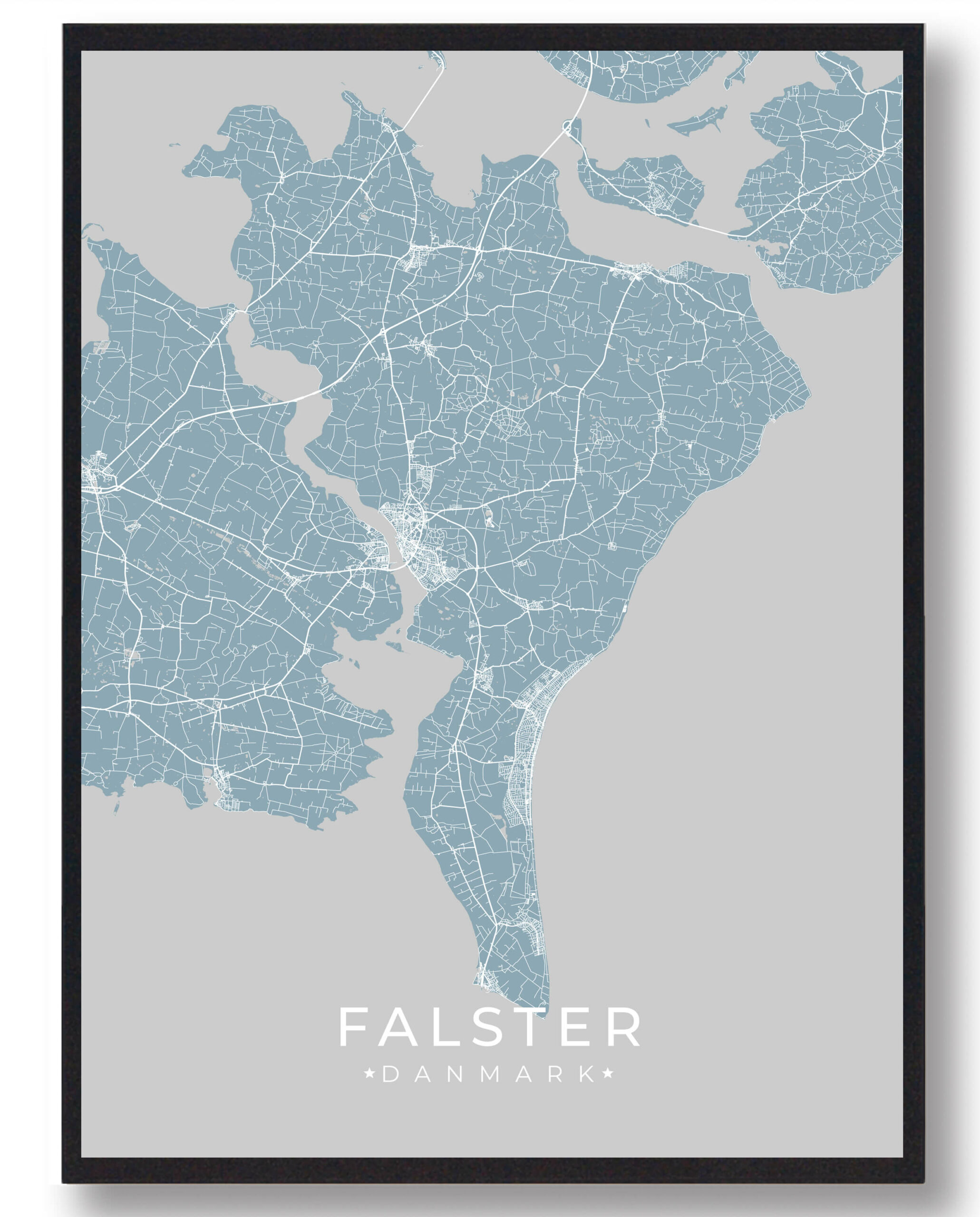 Falster Plakat Lyseblå  Størrelse:   15x21cm  A5