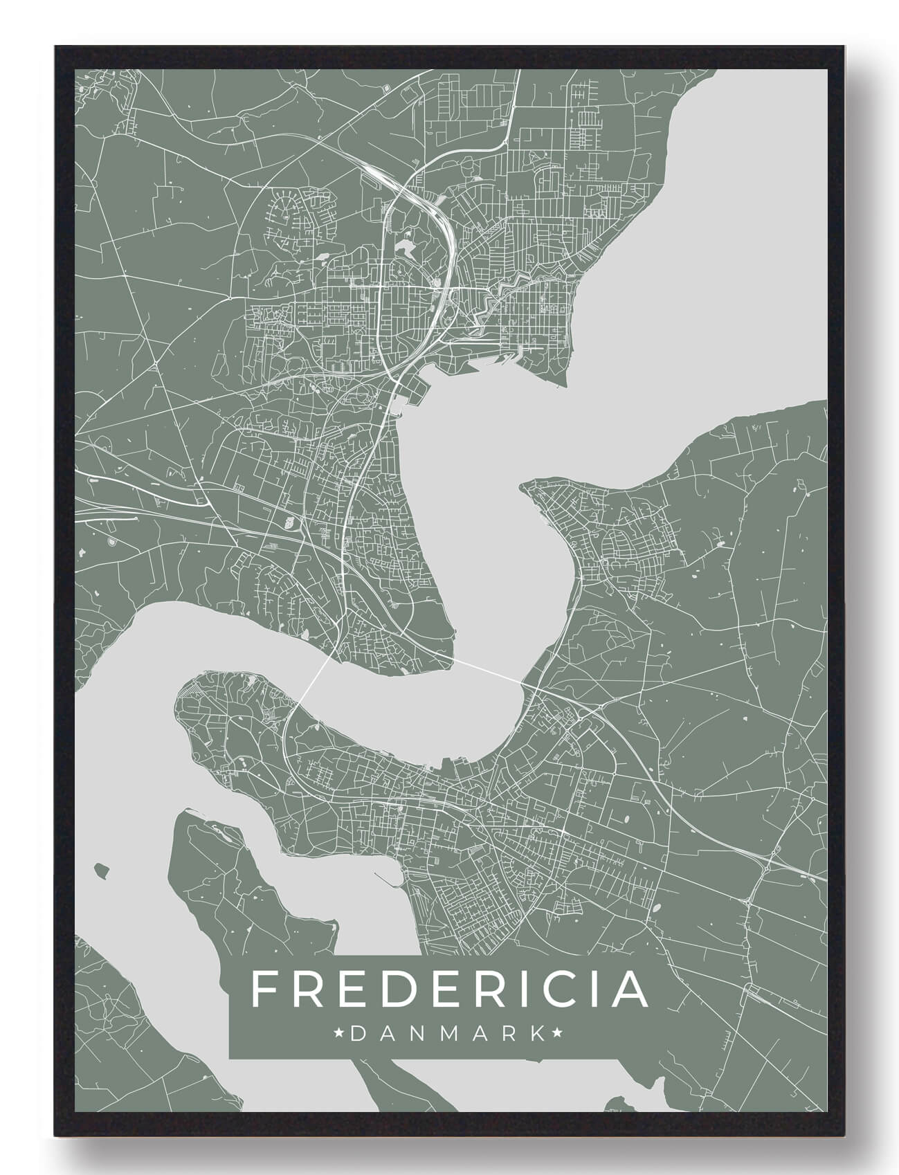 Fredericia Plakat Grøn  Størrelse:   15x21cm  A5