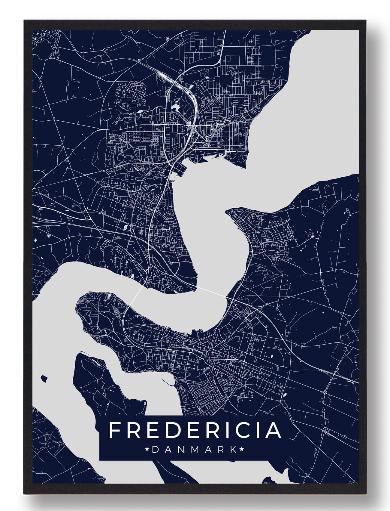 Fredericia Plakat Mørkeblå  Størrelse:   15x21cm  A5