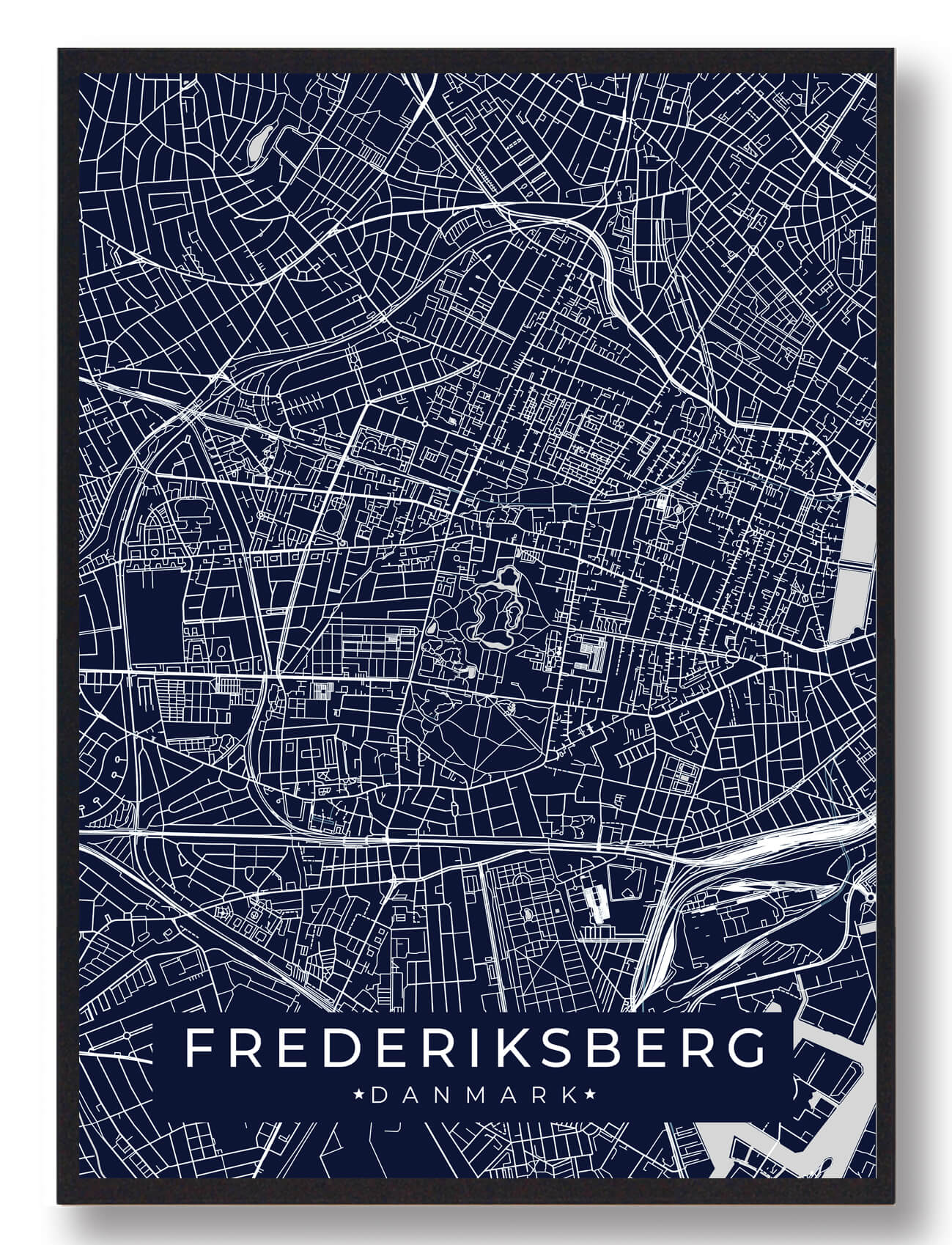 Frederiksberg Byplakat Mørkeblå  Størrelse:   15x21cm  A5