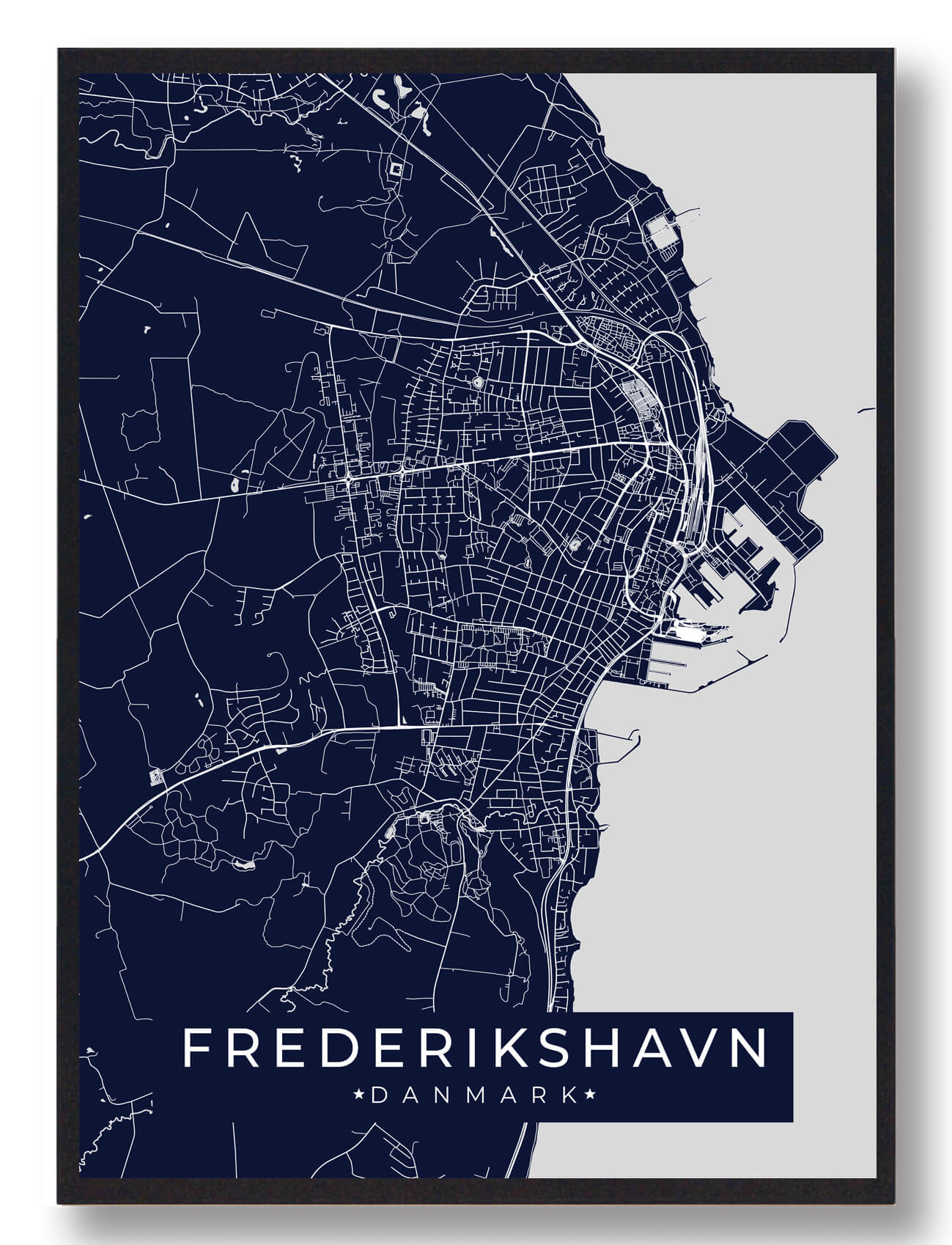 Frederikshavn Plakat Mørkeblå  Størrelse:   15x21cm  A5