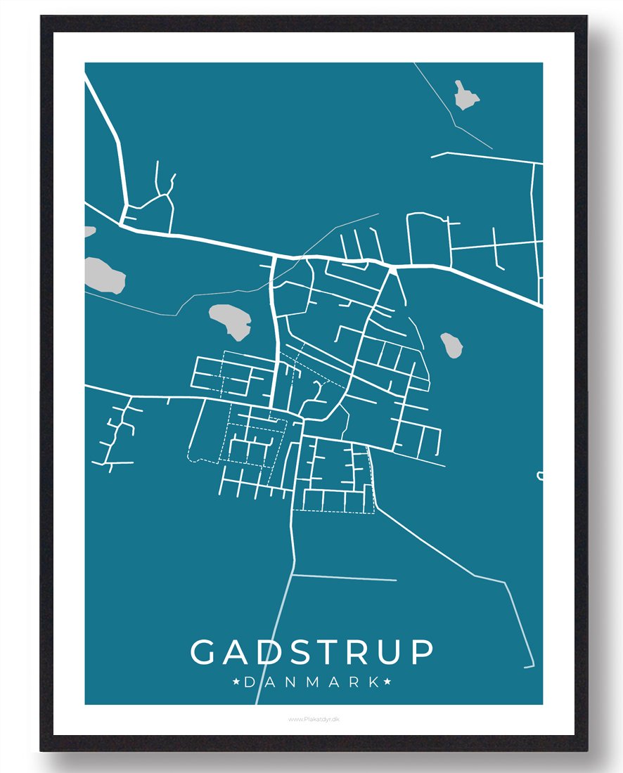 Gadstrup   Plakat Blå  Størrelse:   15x21cm  A5