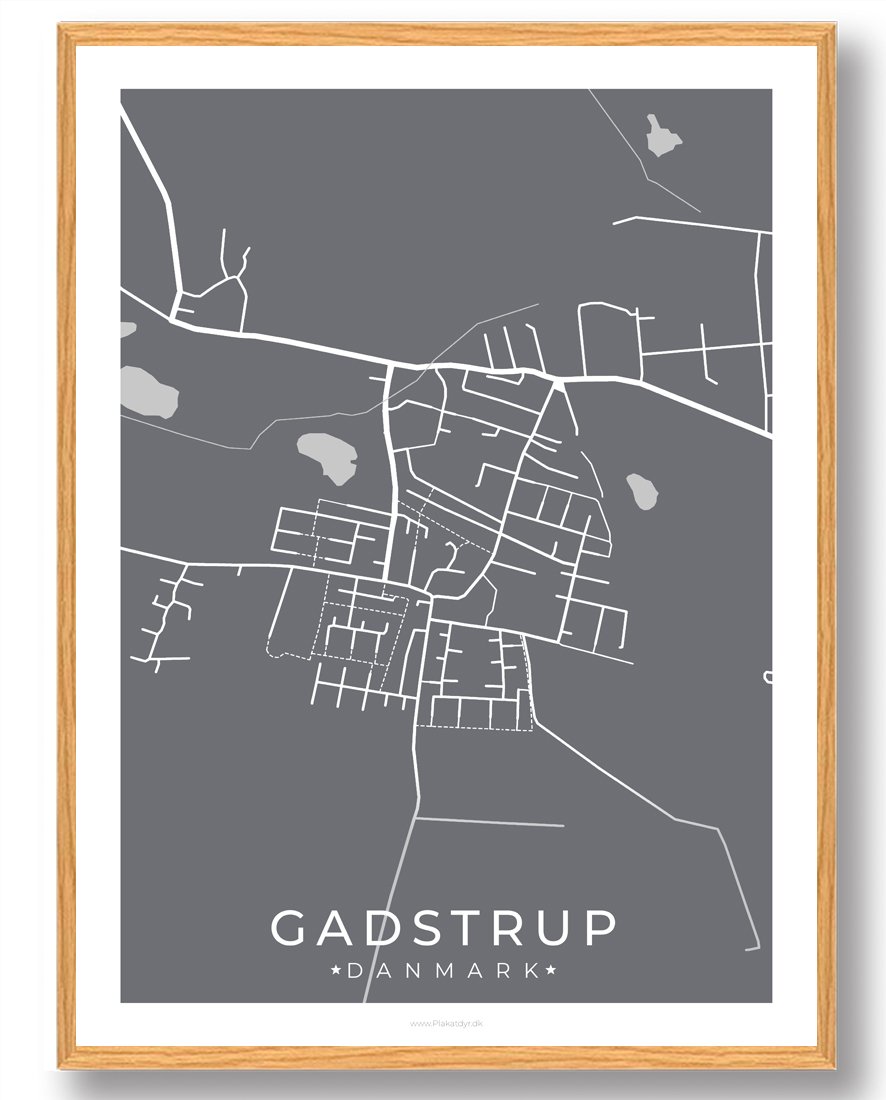 Gadstrup   Plakat Grå  Størrelse:   15x21cm  A5