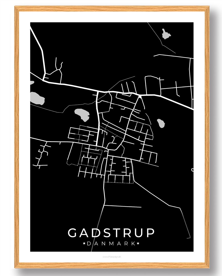 Gadstrup   Plakat Sort  Størrelse:   15x21cm  A5