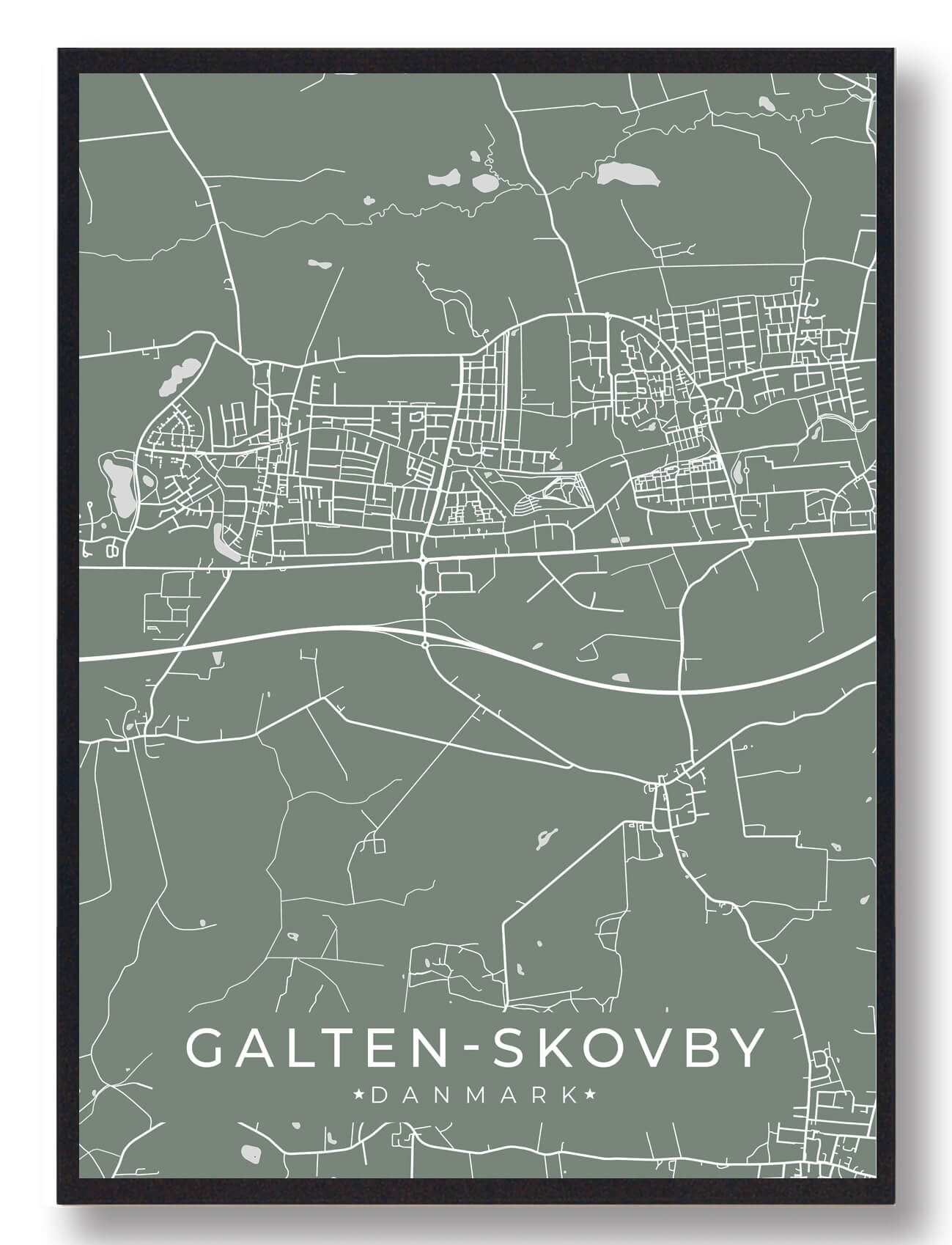 Galten-skovby Plakat Grøn  Størrelse:   15x21cm  A5
