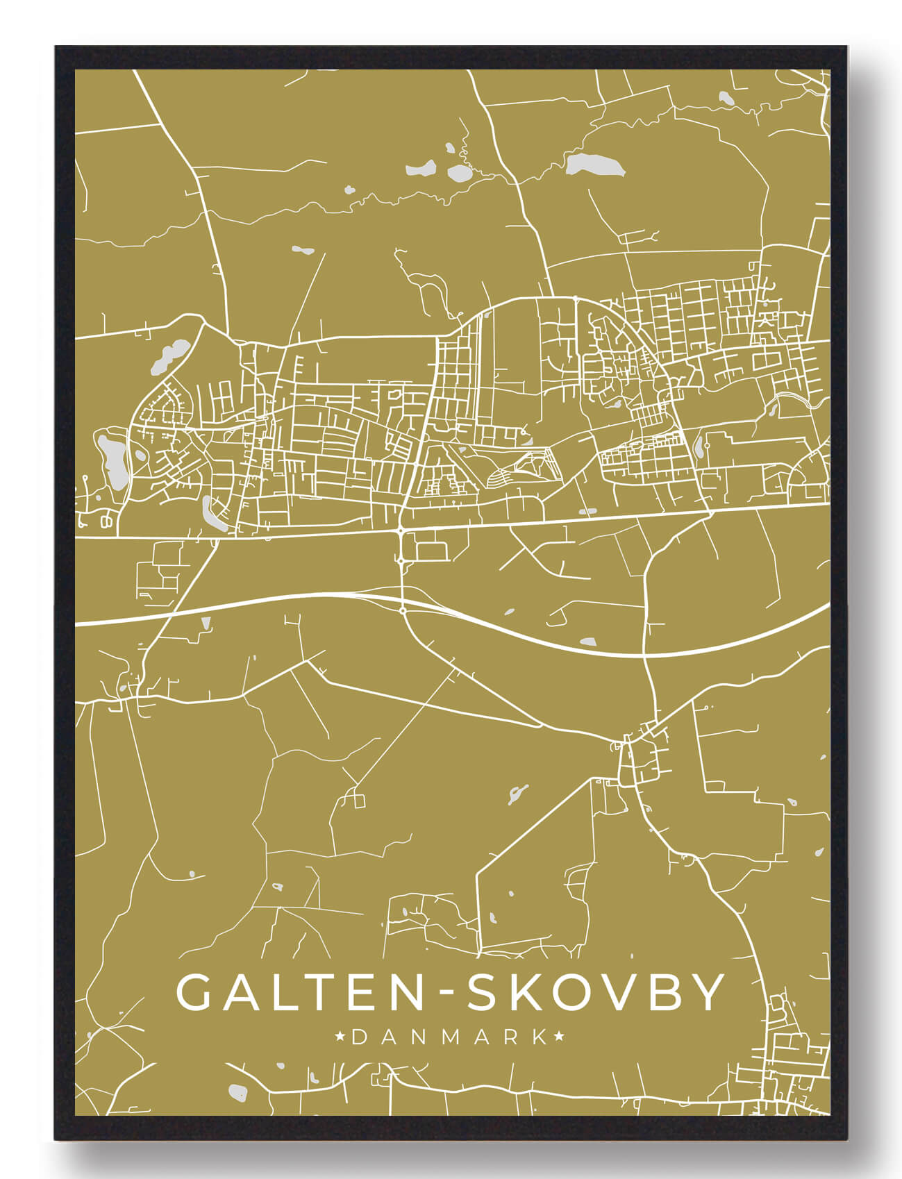Galten-skovby Plakat Gul  Størrelse:   21x29 7cm  A4