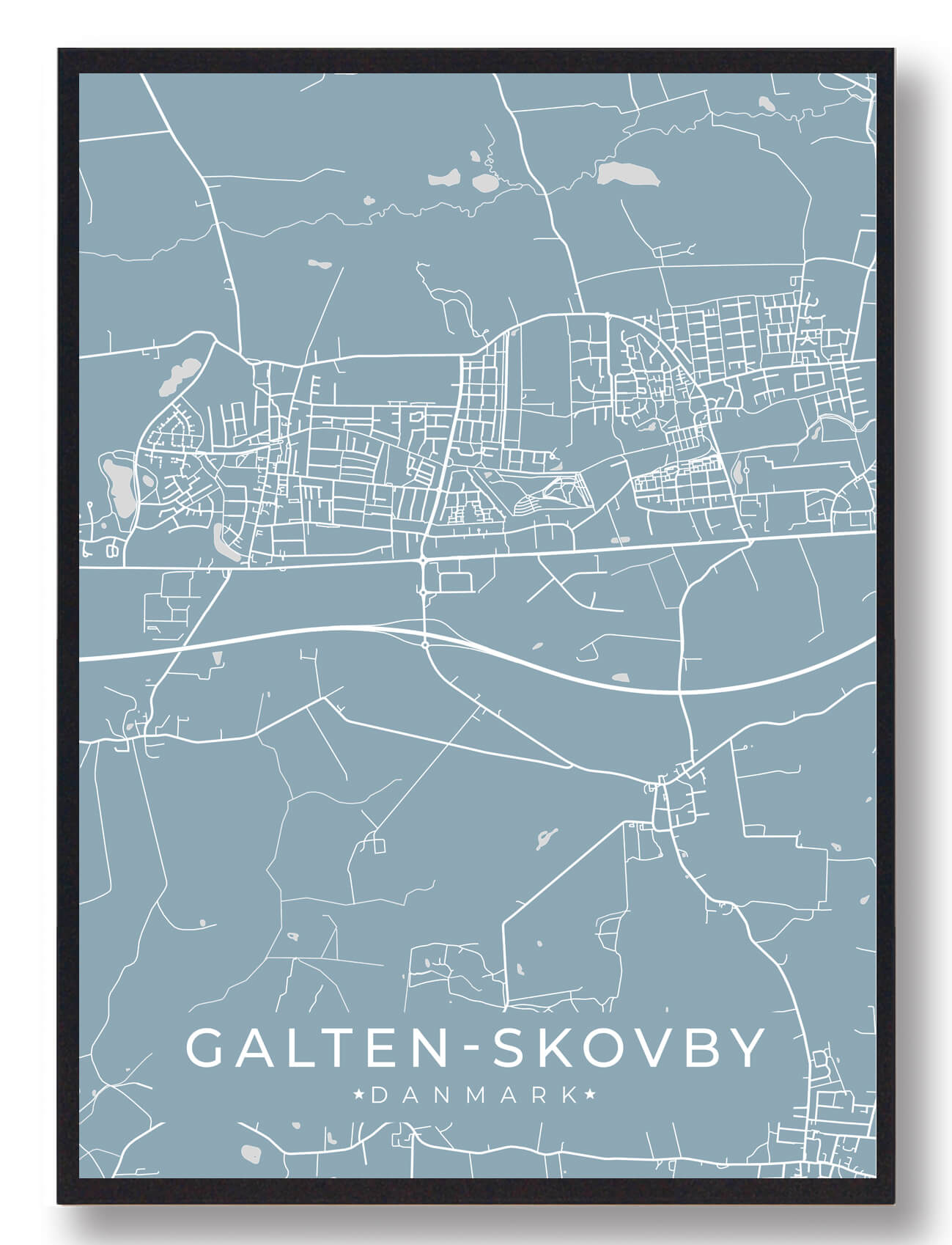 Galten-skovby Plakat Lyseblå  Størrelse:   15x21cm  A5