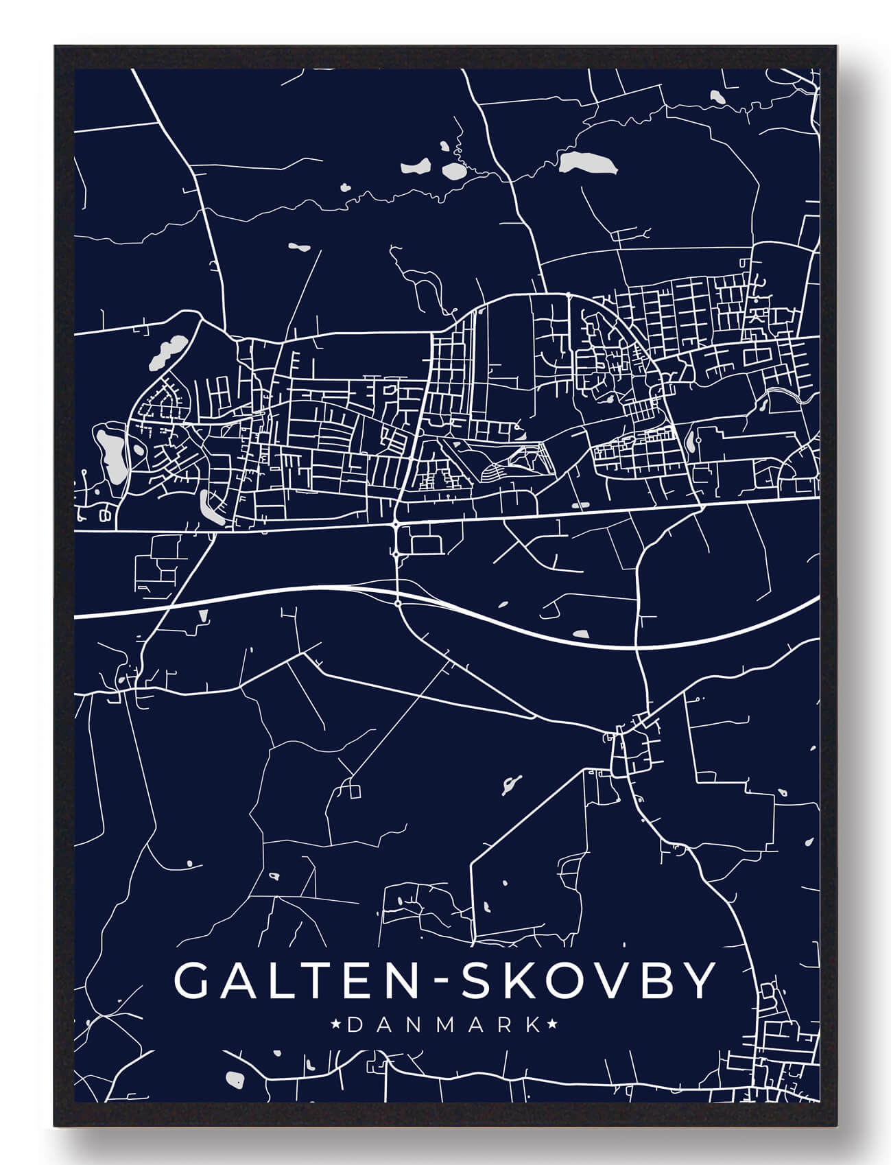 Galten-skovby Plakat Mørkeblå  Størrelse:   15x21cm  A5