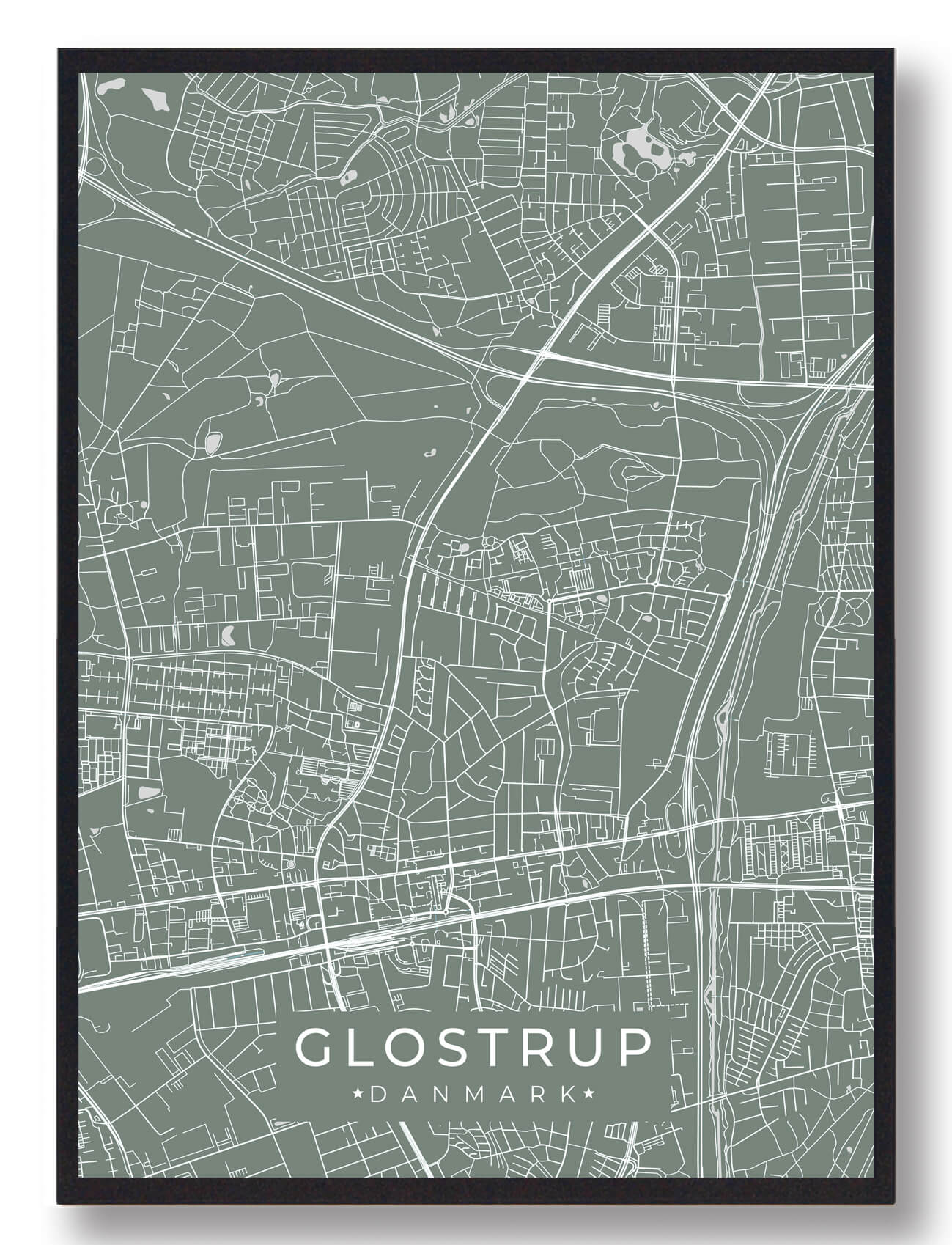 Glostrup Plakat Grøn  Størrelse:   15x21cm  A5