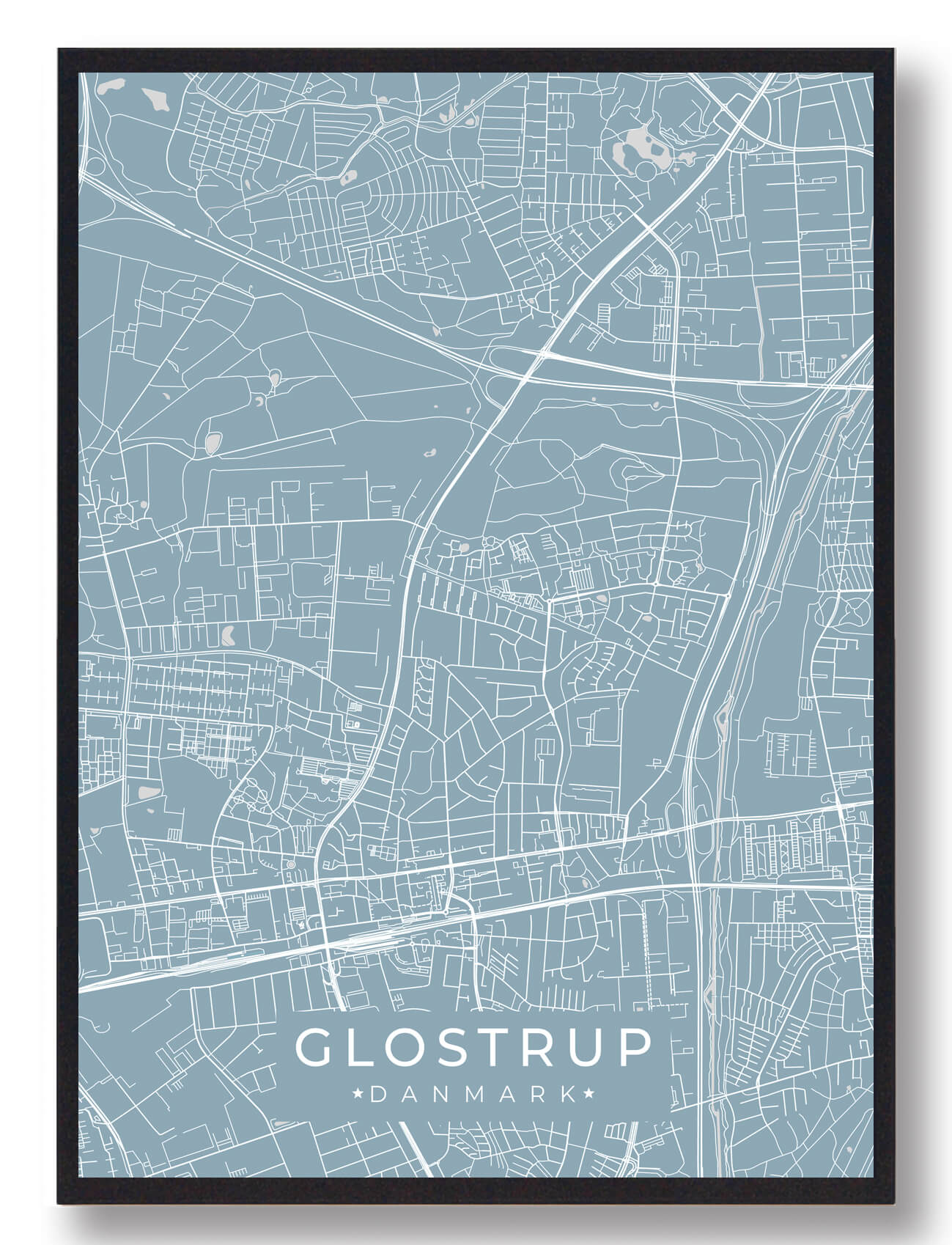 Glostrup Plakat Lyseblå  Størrelse:   15x21cm  A5