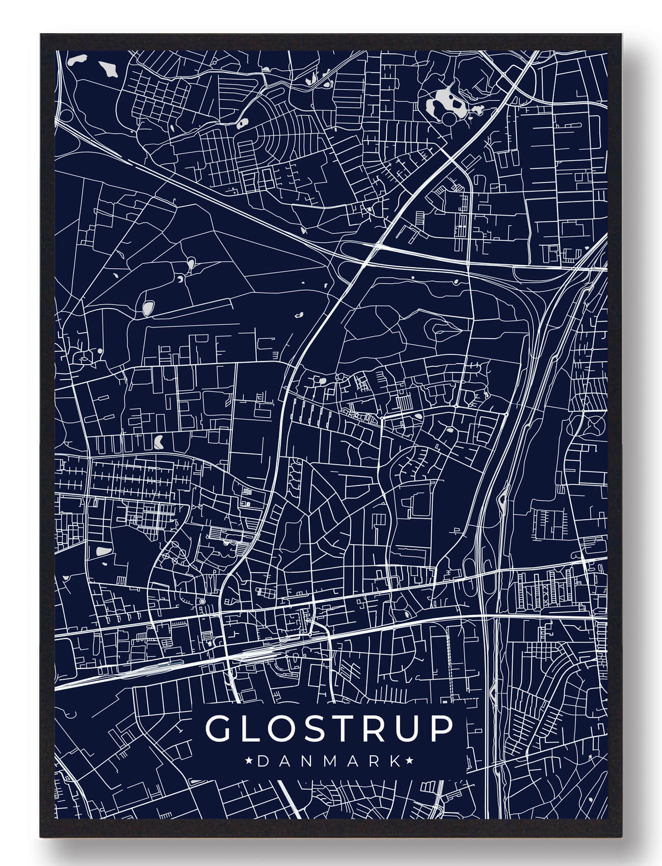Glostrup Plakat Mørkeblå  Størrelse:   15x21cm  A5