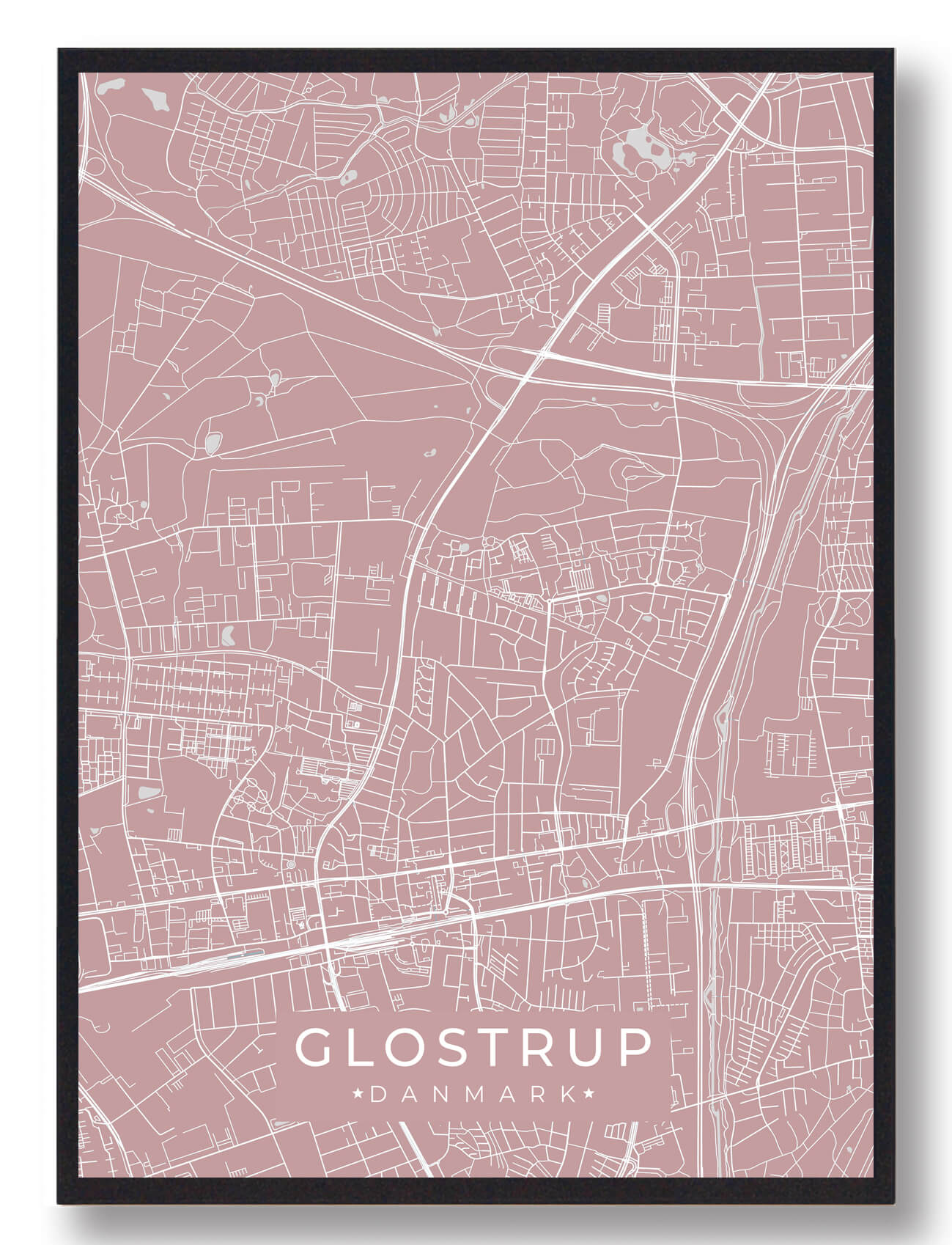 Glostrup Plakat Rosa  Størrelse:   15x21cm  A5