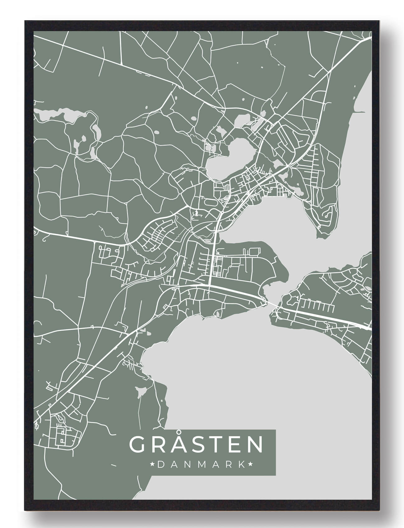 Gråsten Plakat Grøn  Størrelse:   15x21cm  A5