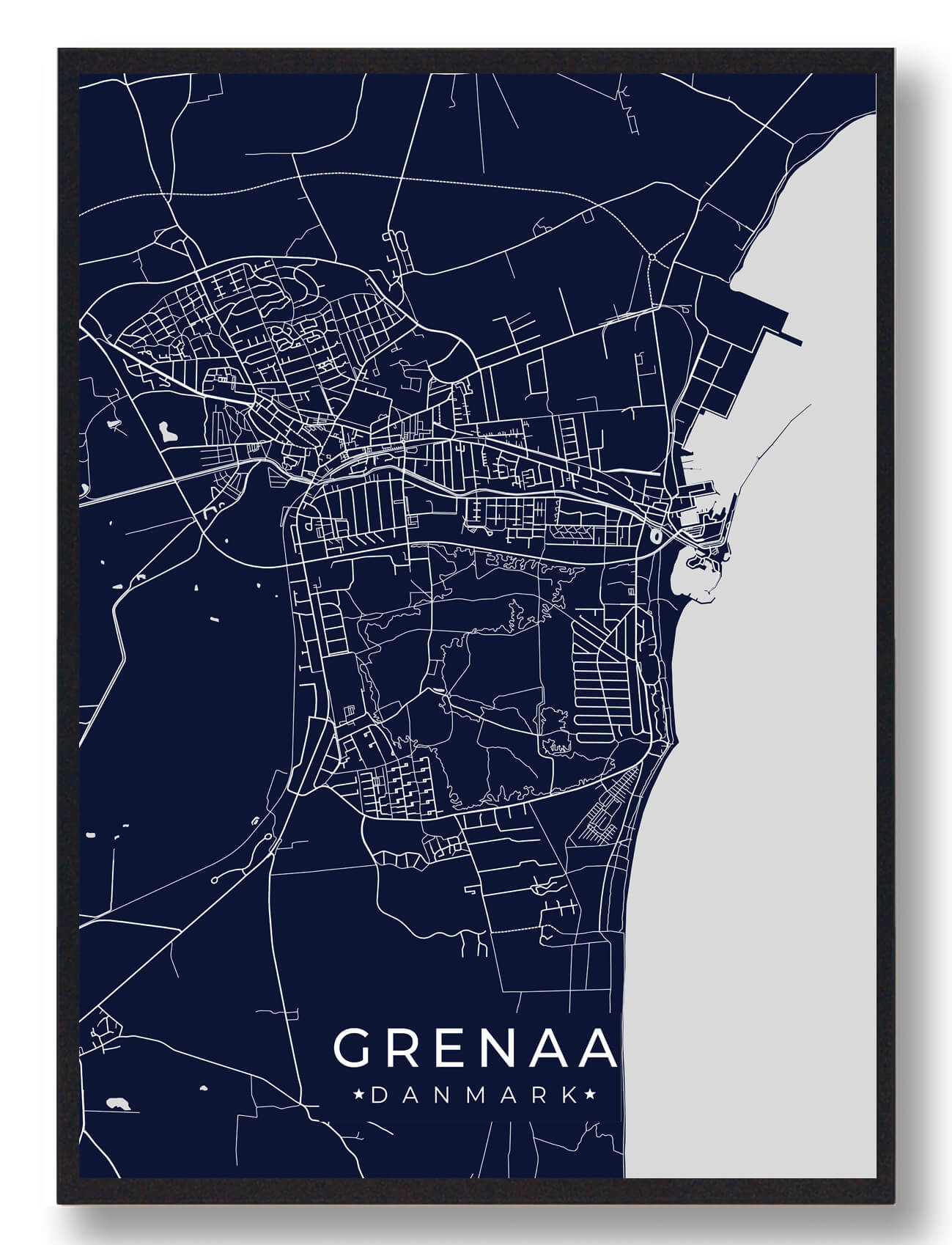 Grenaa Plakat Mørkeblå  Størrelse:   15x21cm  A5
