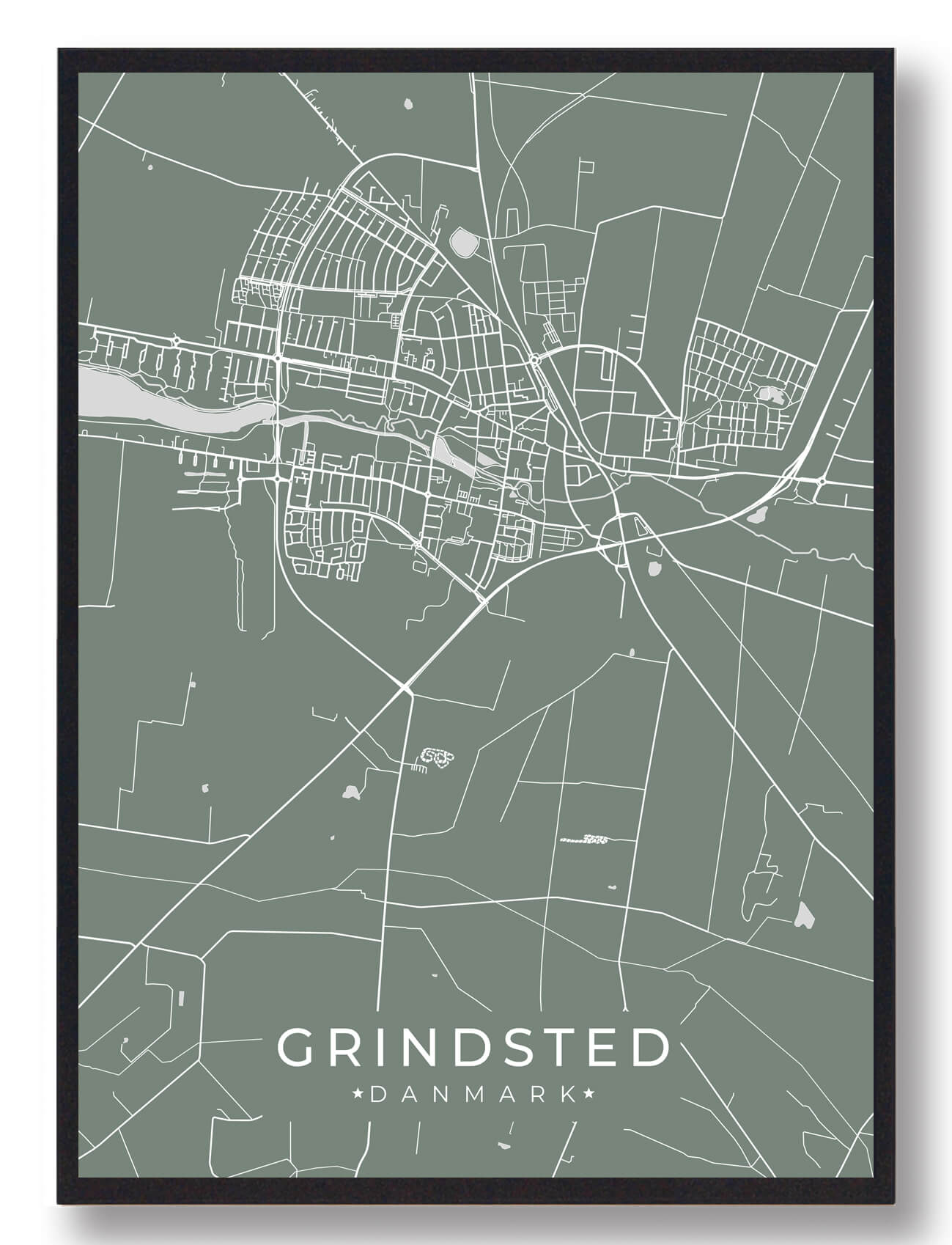 Grindsted Plakat Grøn  Størrelse:   15x21cm  A5