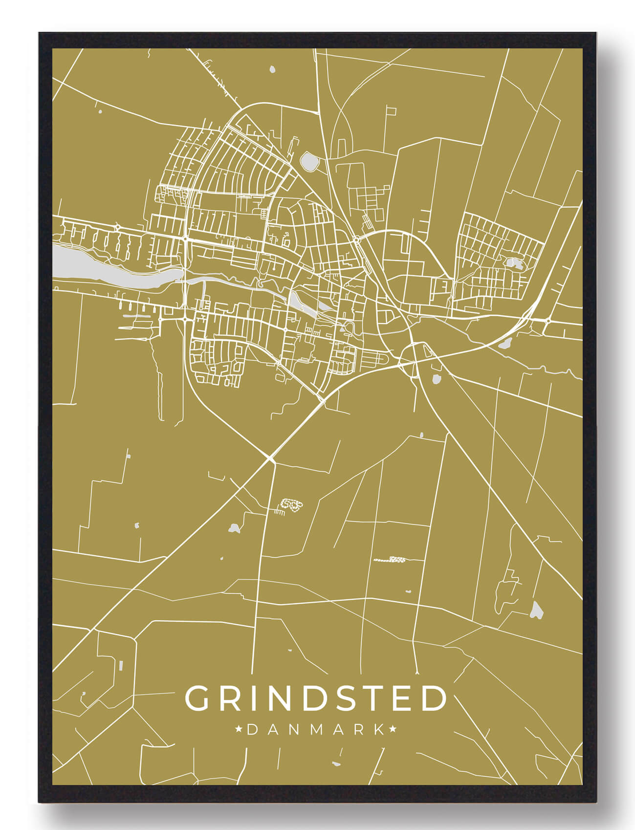 Grindsted Plakat Gul  Størrelse:   15x21cm  A5