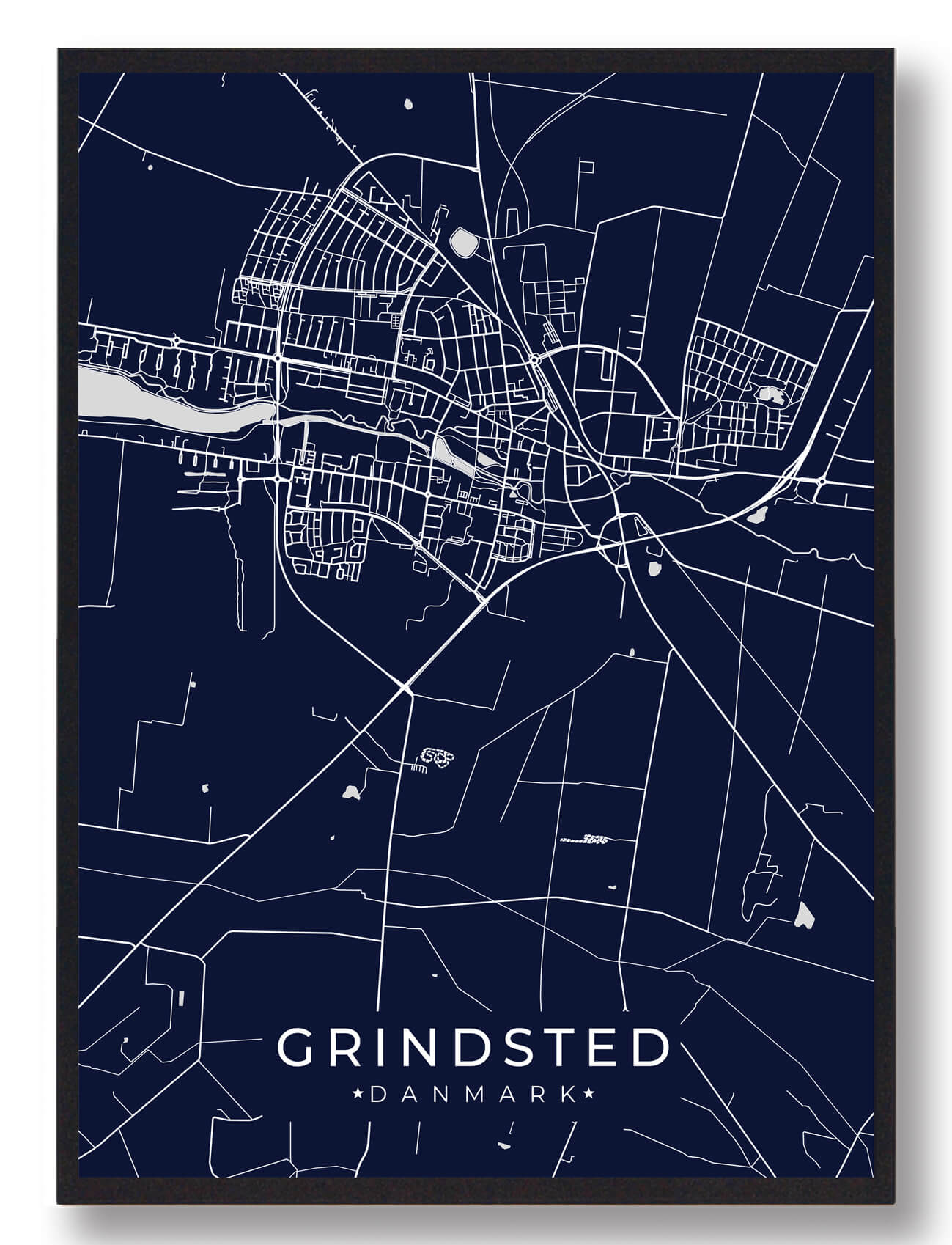 Grindsted Plakat Mørkeblå  Størrelse:   15x21cm  A5
