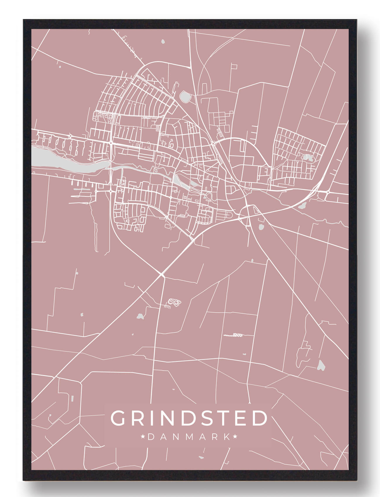 Grindsted Plakat Rosa  Størrelse:   15x21cm  A5