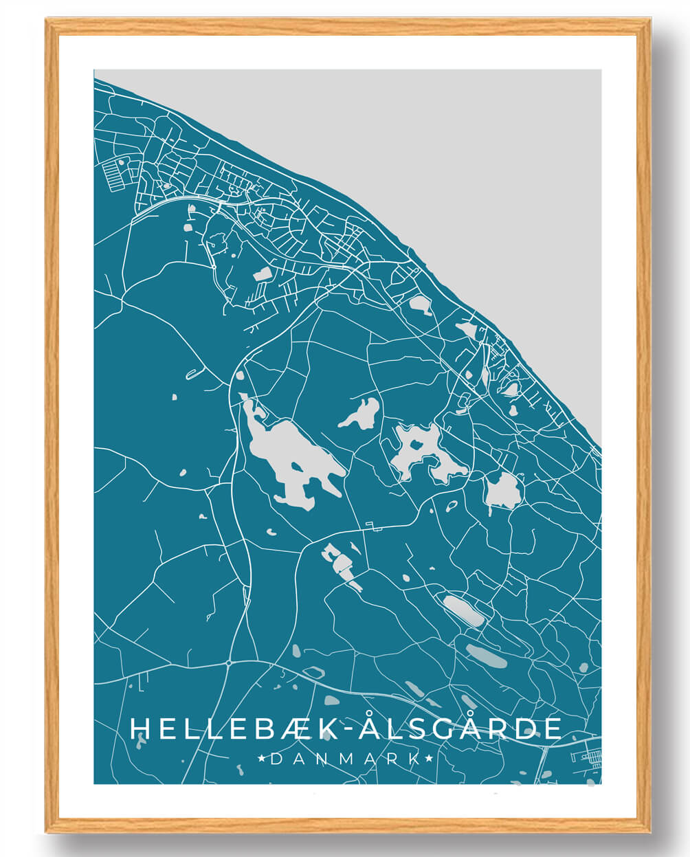 Hellebæk ålsgårde   Plakat Blå  Størrelse:   15x21cm  A5