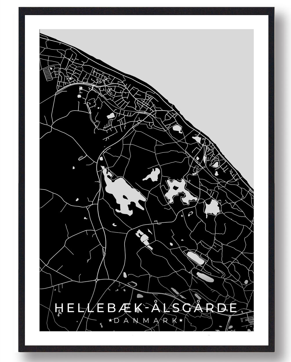 Hellebæk ålsgårde   Plakat Sort  Størrelse:   15x21cm  A5
