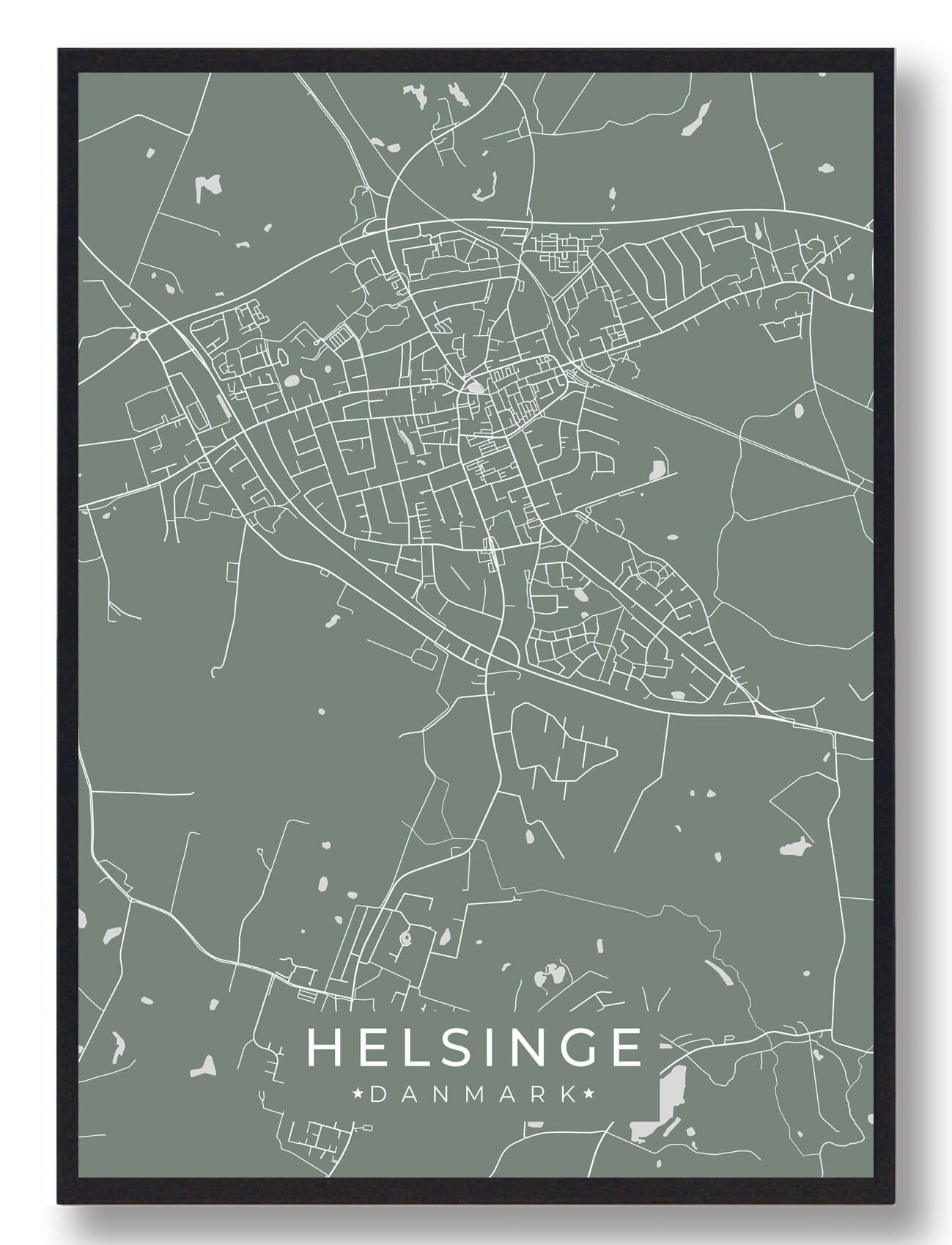 Helsinge Plakat Grøn  Størrelse:   15x21cm  A5