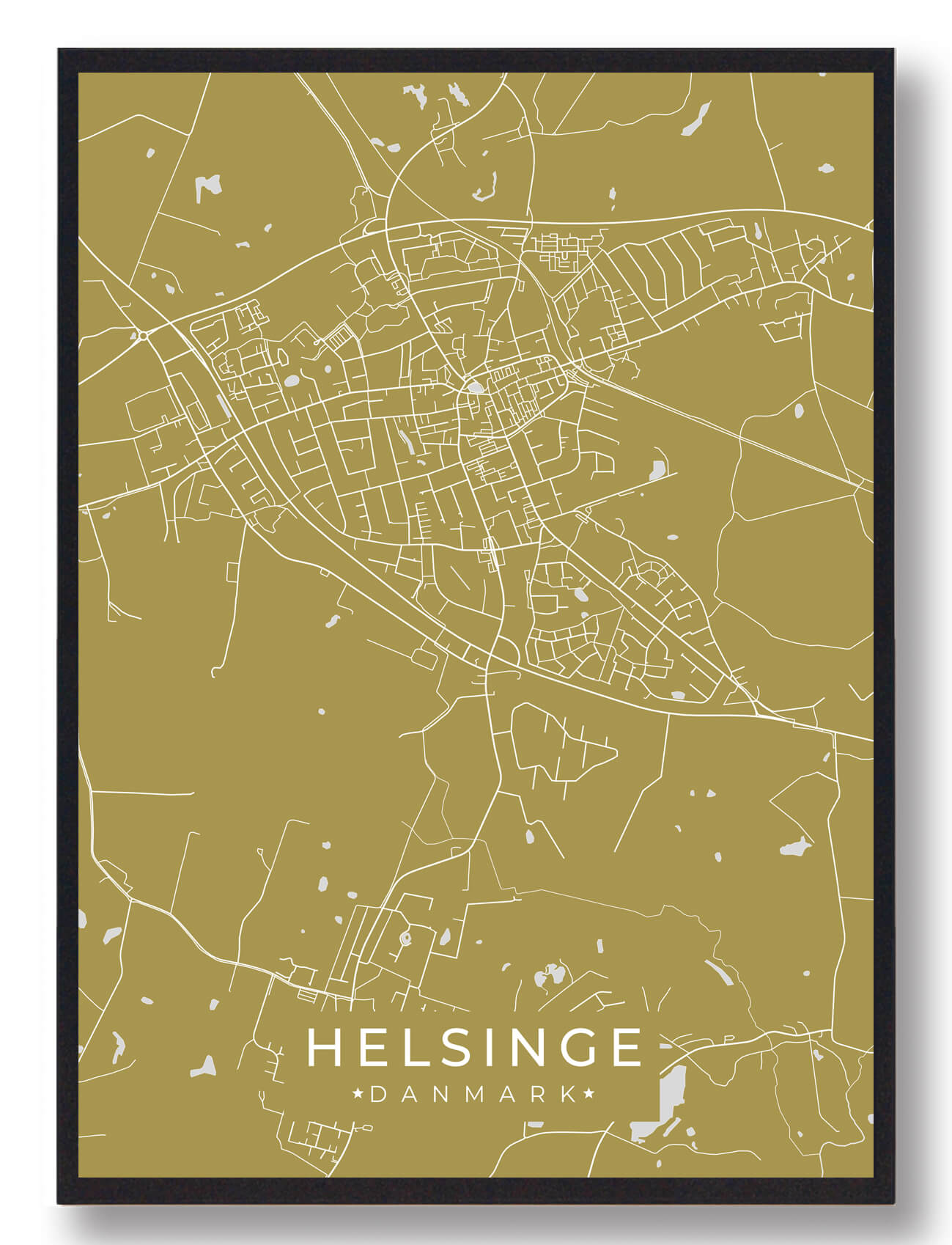 Helsinge Plakat Gul  Størrelse:   15x21cm  A5