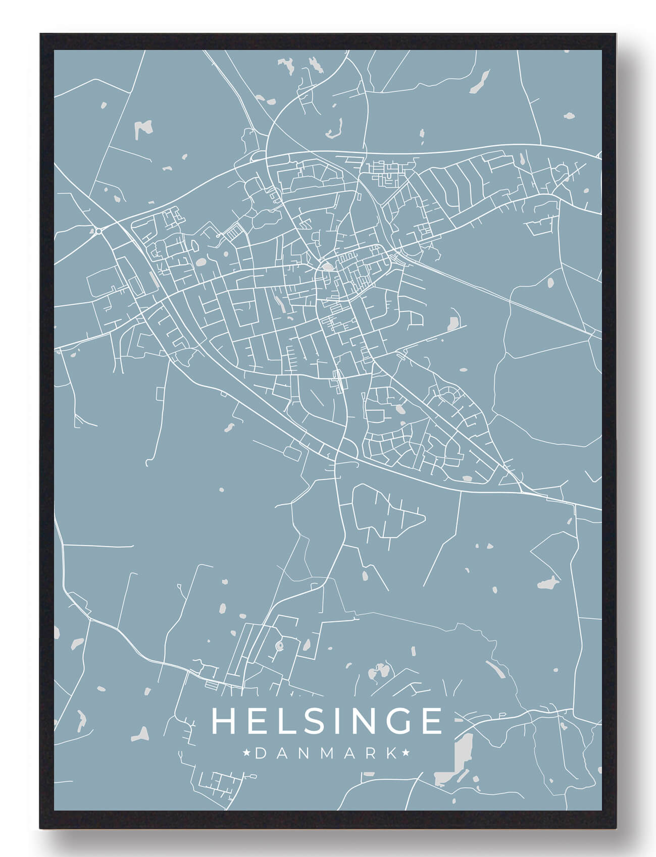 Helsinge Plakat Lyseblå  Størrelse:   15x21cm  A5
