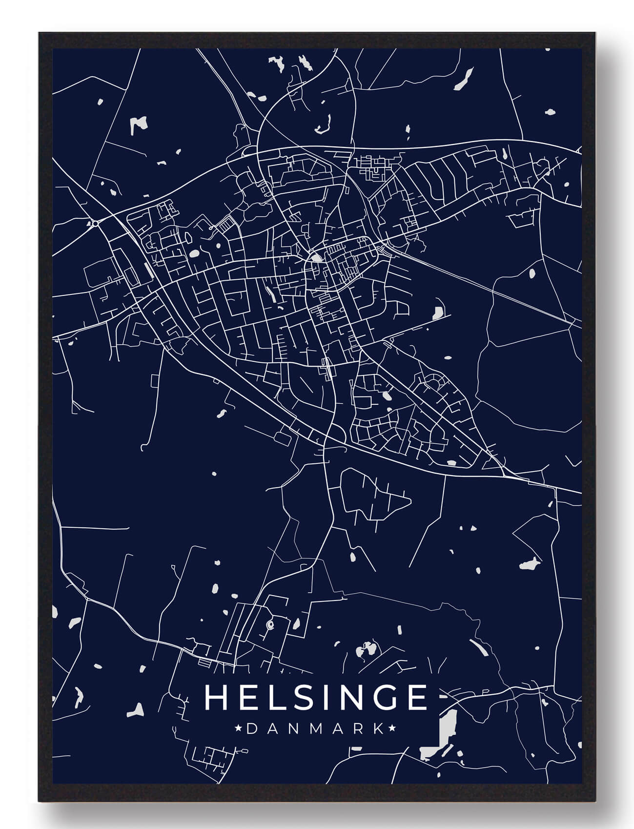 Helsinge Plakat Mørkeblå  Størrelse:   15x21cm  A5